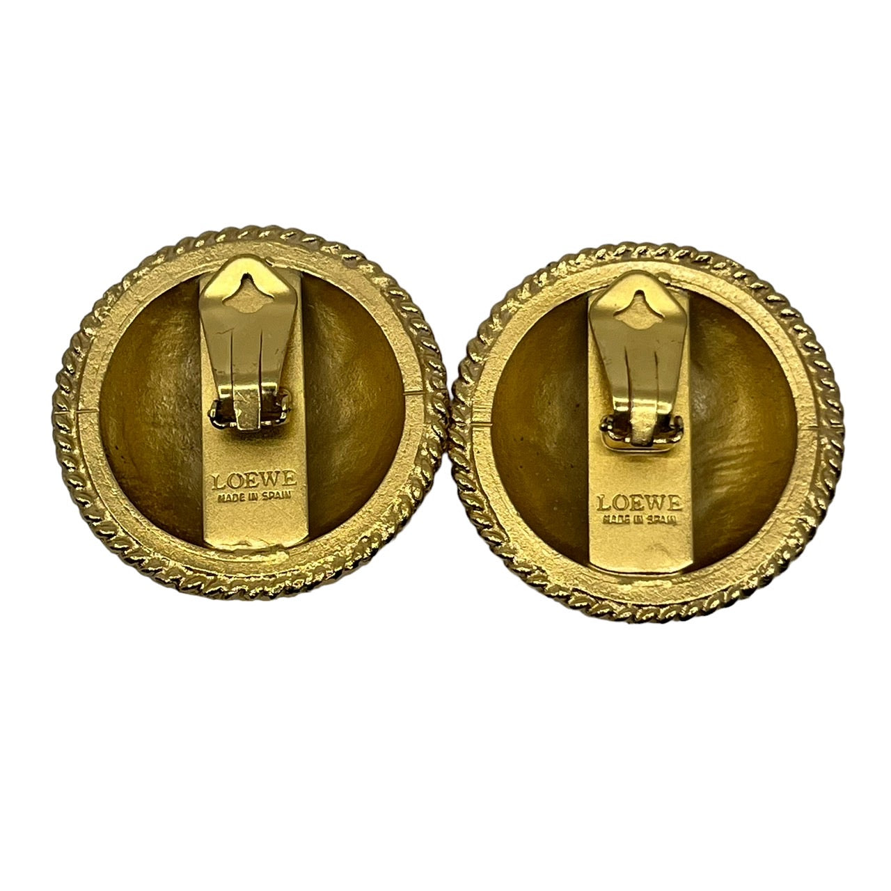 LOEWE(ロエベ) vintage anagram logo gold earrings/ヴィンテージアナグラムロゴイヤリング/大ぶり ゴールド×ブラック スペイン製