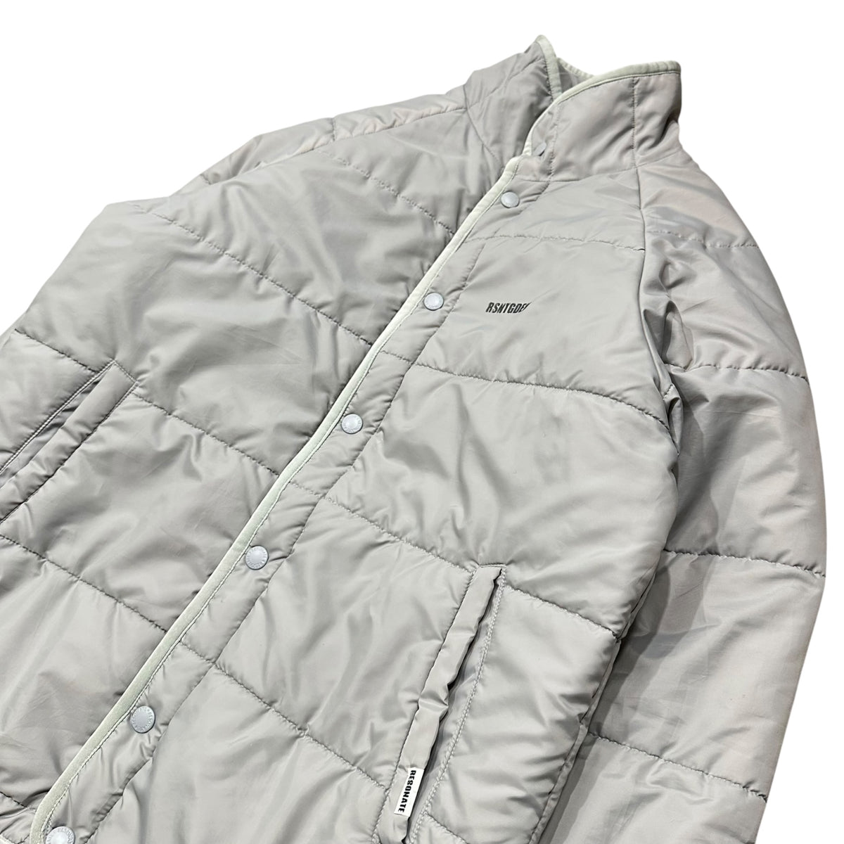 RESONATE GOODENOUGH(リゾネイトグッドイナフ) 2000's One-Point Logo Padded Jacket ワンポイント ロゴ 中綿 ジャケット R0-0516 M ライトグレー 00s