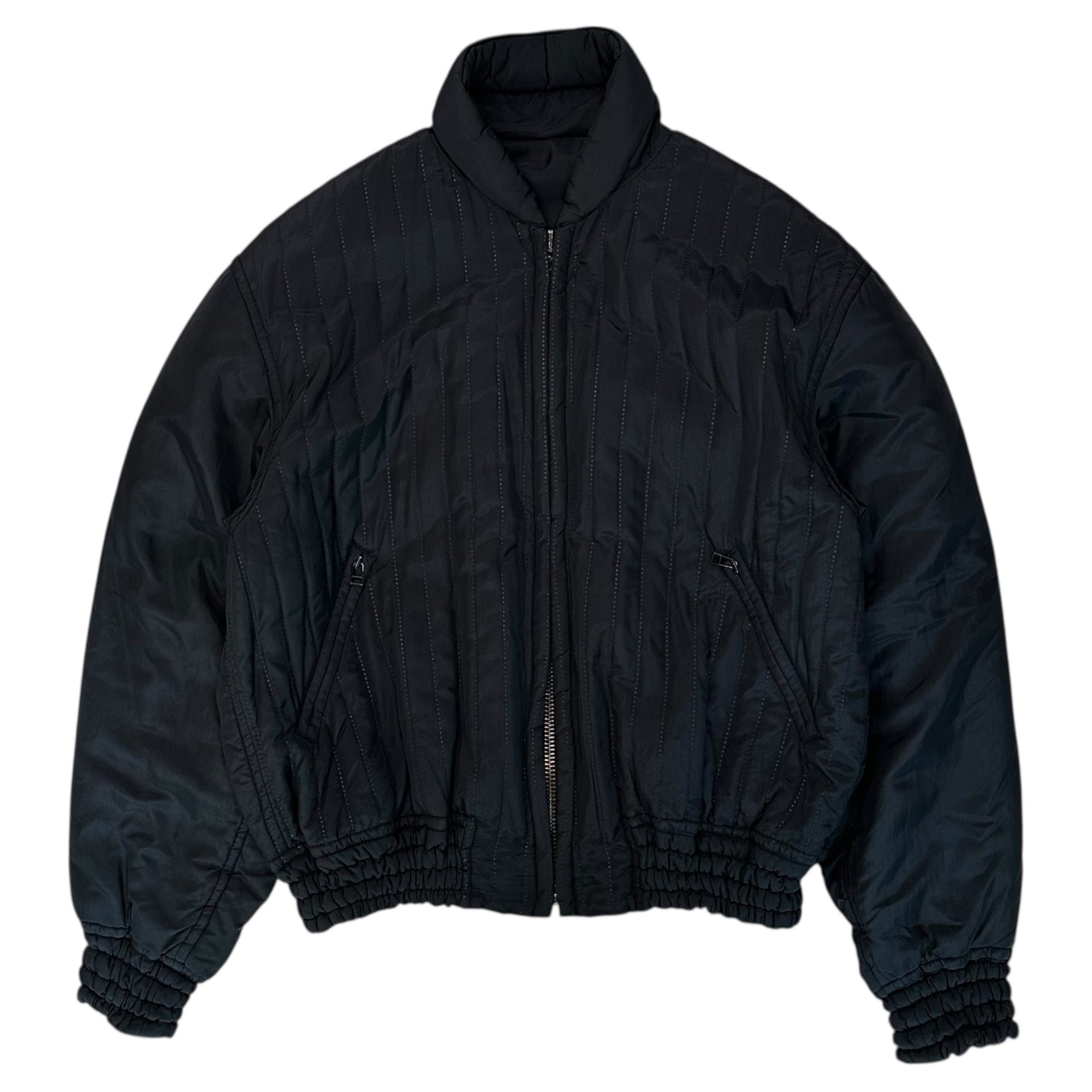 ISSEY MIYAKE MEN(イッセイミヤケメン) 87’s Archive Striped Padded Bomber Jacket アーカイブ ストライプ パテッド ボンバー ジャケット LG23037 L ブラック 80年代 80's ヴィンテージ 筆タグ