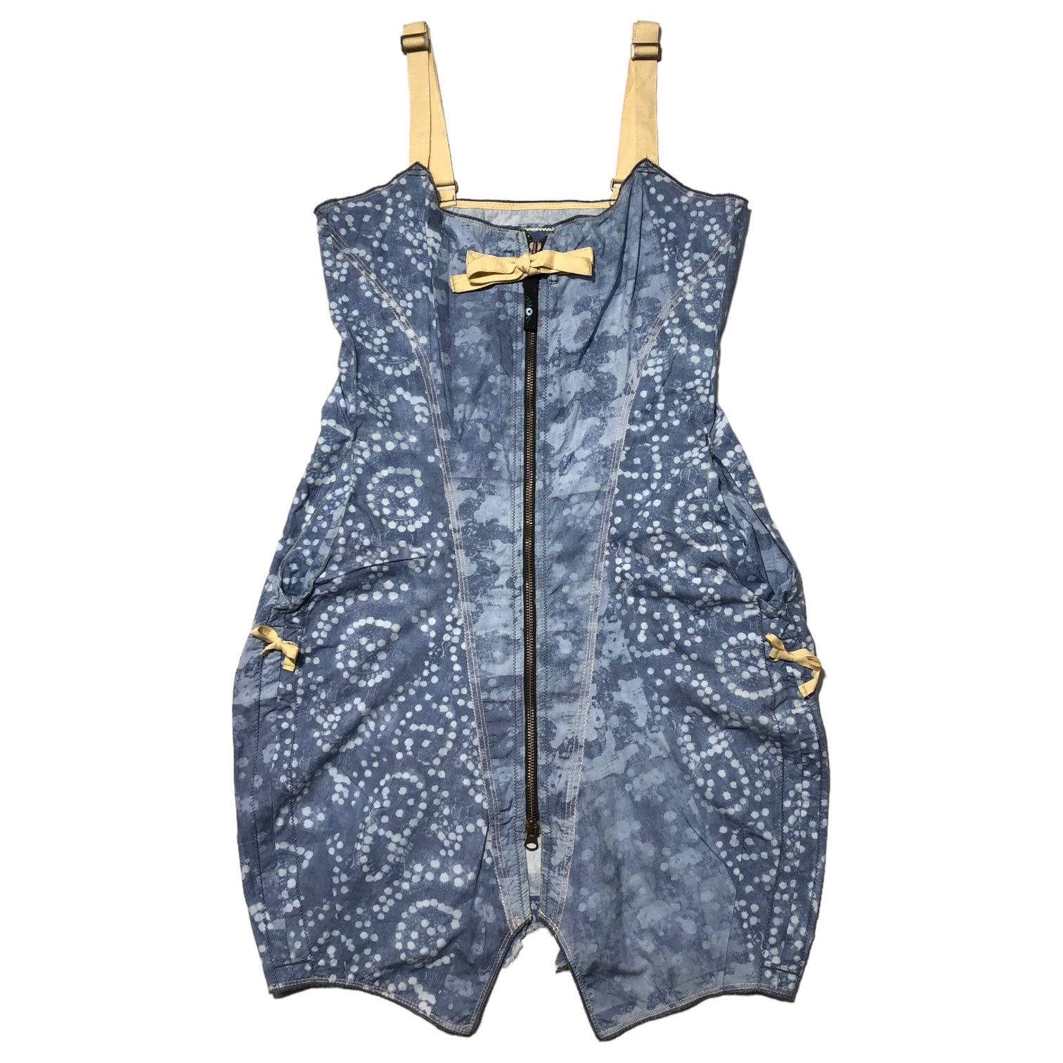 MARITHE FRANCOIS GIRBAUD(マリテフランソワジルボー) 00's Balloon zip cami dress バルーン ジップ キャミソール ワンピース F6-3024 M ブルー Y2K ギミック 総柄