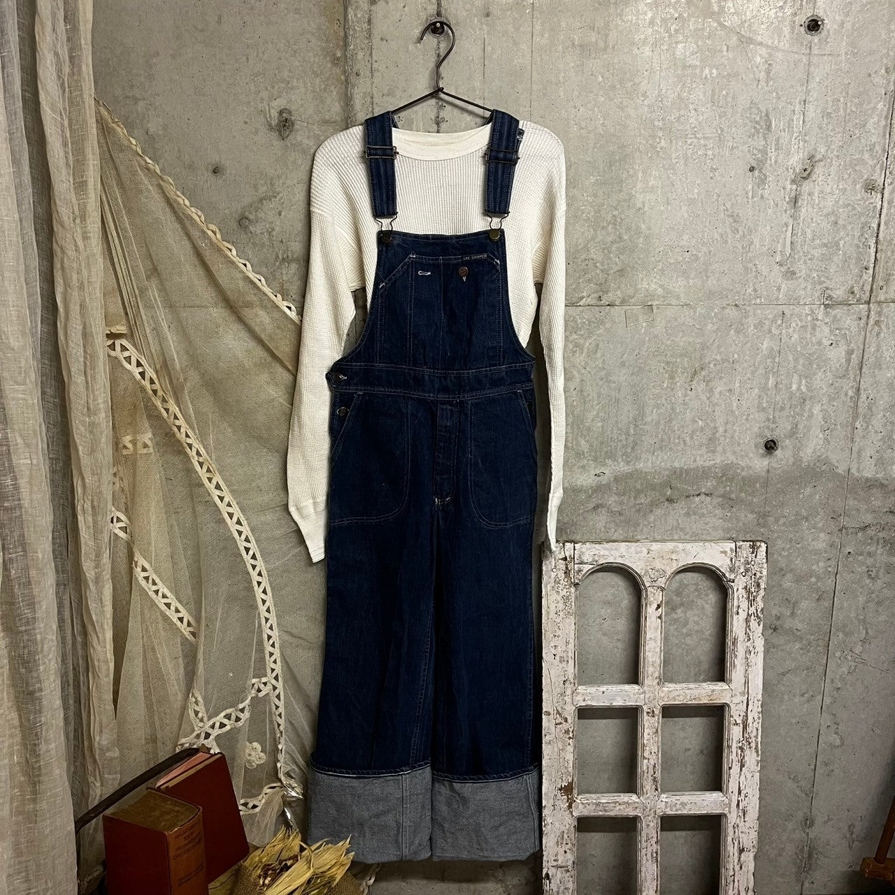 Euro vintage(ヨーロッパヴィンテージ) Lee corper 80's~インディゴデニム オーバーオール コットン100% S~Mサイズ程度 インディゴ