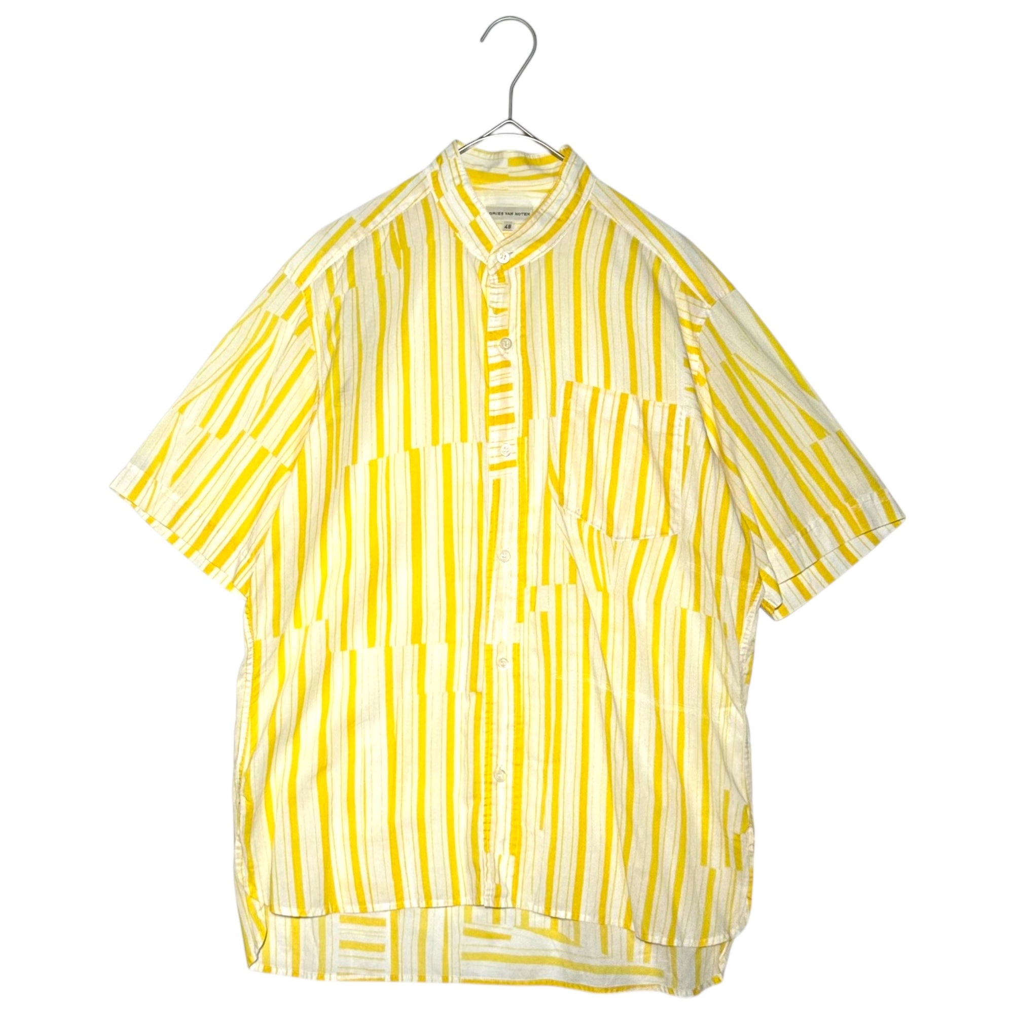 DRIES VAN NOTEN(ドリスヴァンノッテン) Multi Stripe Band Collar S/S Shirt ライカ期 マルチ ストライプ バンドカラー 半袖 シャツ 3752-2101 48(M程度) イエロー×ホワイト
