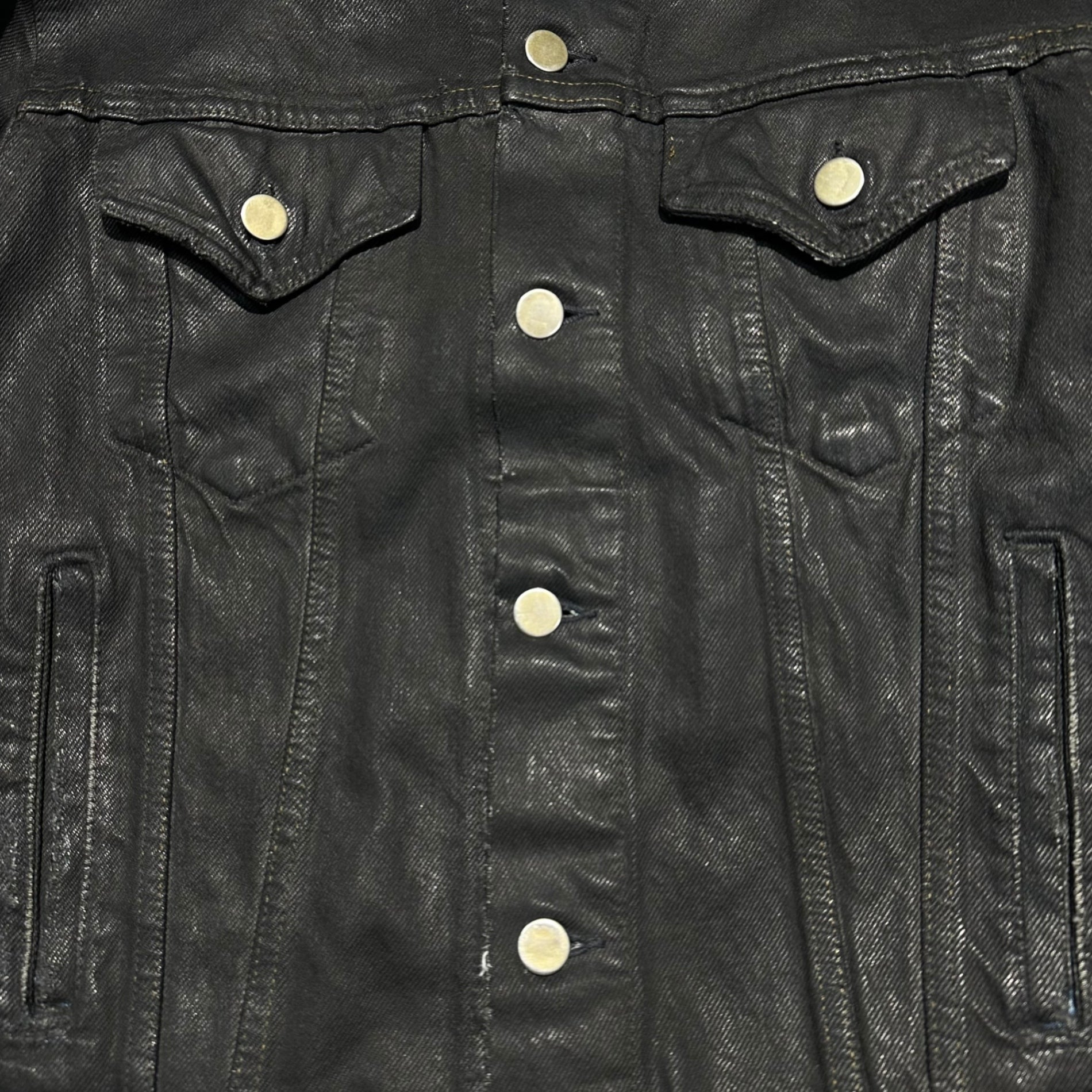 【SALE対象外】Maison Martin Margiela(メゾン マルタンマルジェラ) 2000SS ⓪ ⑩ Artisanal Paint Denim Trucker Jacket アーティザナル 再構築 デニム トラッカー ジャケット 333-48440 M ブラック 00's オリゾンティタグ 本人期 リーバイス3rdモデル ポケット有Ver