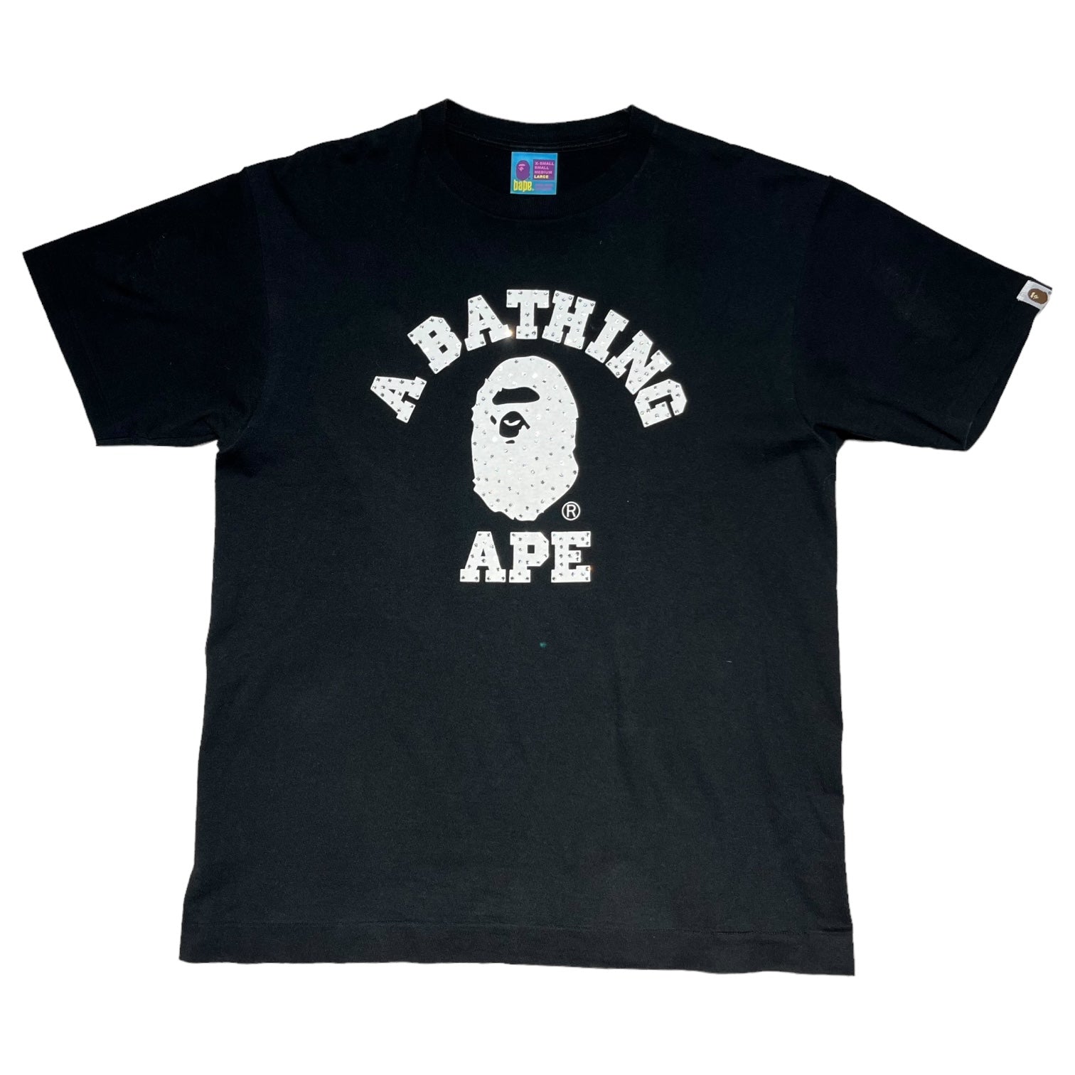 A BATHING APE(アベイシングエイプ) 00's Lightstone Monkey Logo T-Shirt ライトストーン モンキー ロゴ Tシャツ L ブラック Y2K