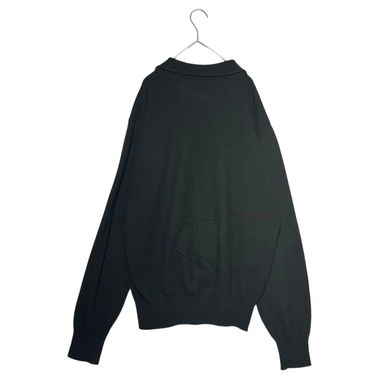 COMME des GARCONS HOMME PLUS(コムデギャルソンオムプリュス) 80's Vintage Long Sleeve Wool Knit Polo Shirt 80年代 ヴィンテージ ロングスリーブ ウール ニット ポロシャツ PN-050060 FREE ブラック AD1989 川久保玲 本人期
