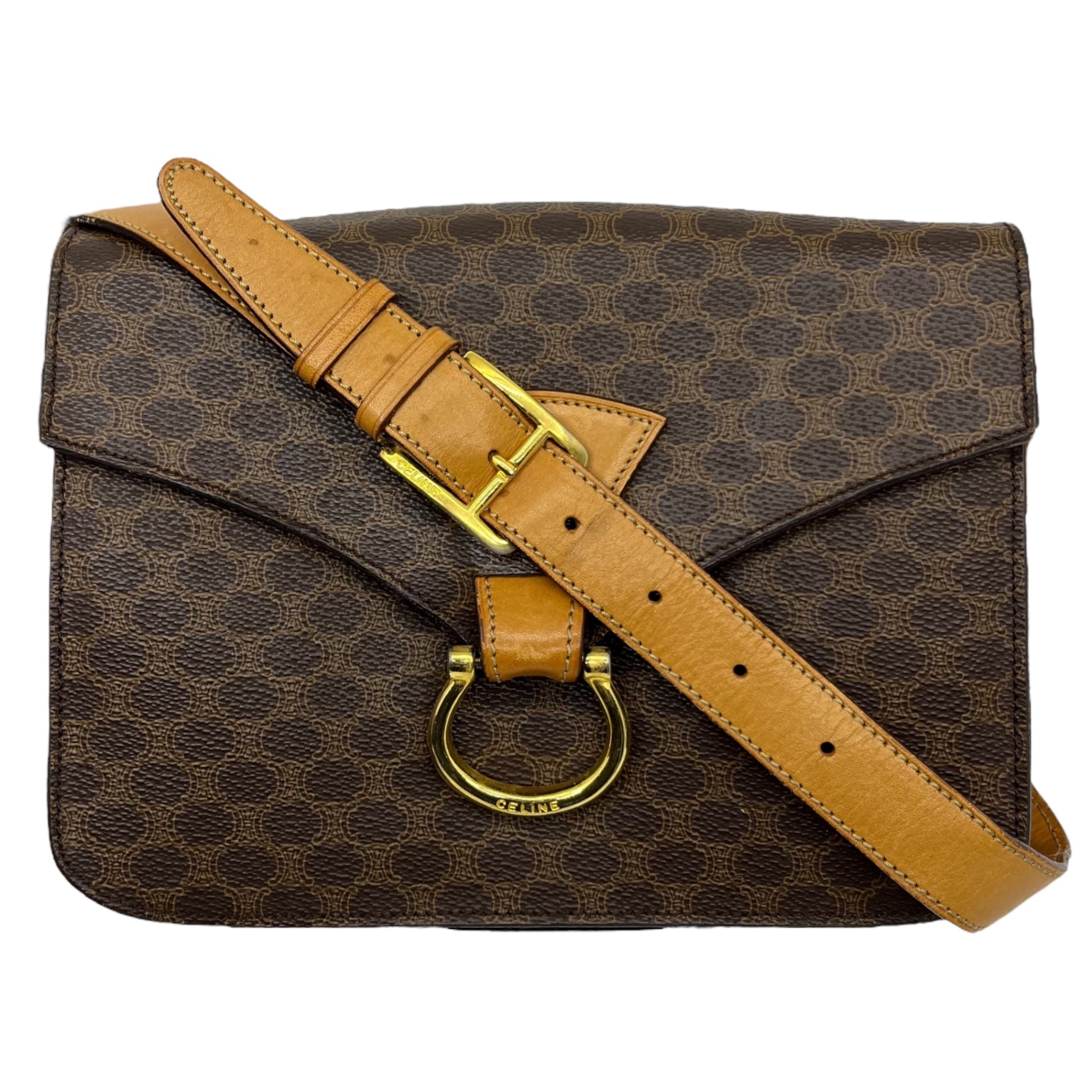 CELINE(セリーヌ) Macadam pattern shoulder bag マカダム柄 ショルダー バッグ F/01 ブラウン ヴィンテージ OLD