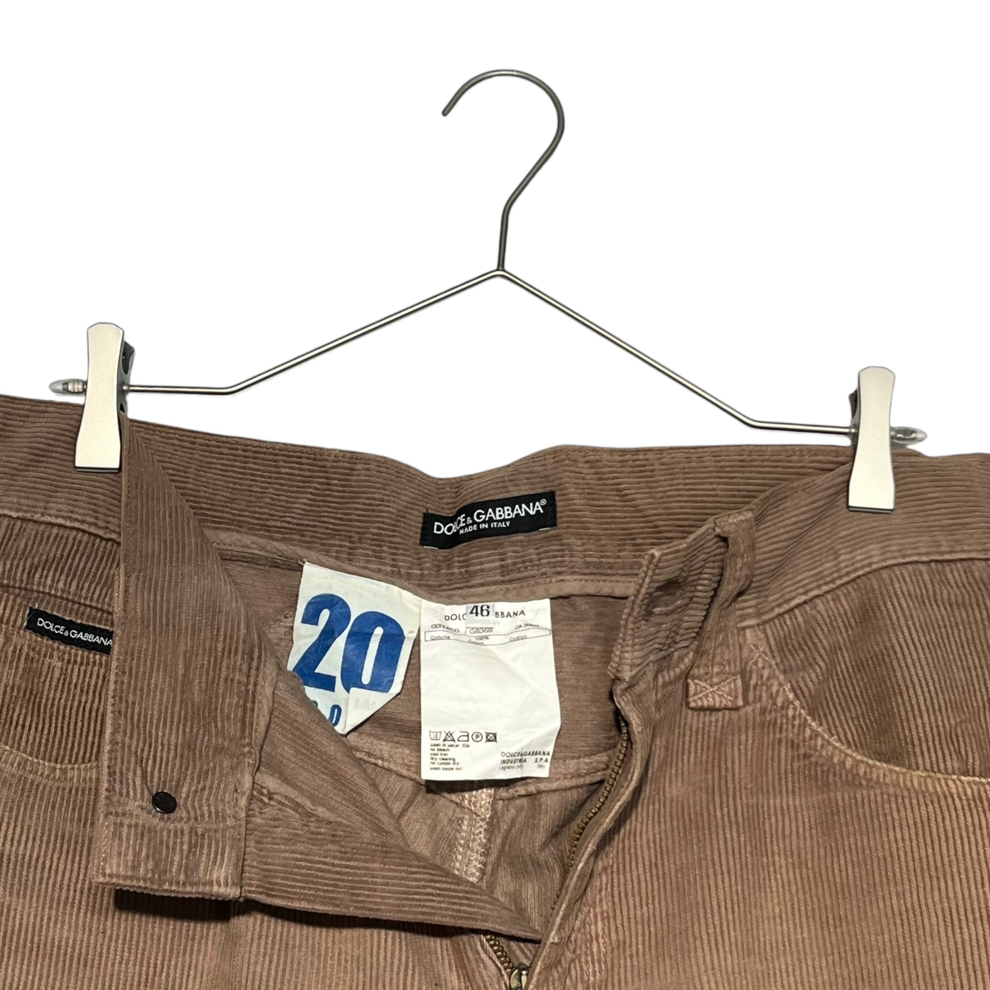 DOLCE&GABBANA(ドルチェ&ガッバーナドルガバ) Back plate corduroy pants バックプレート ロゴ コーデュロイ パンツ G3Y4ED G8368 46(M程度) ブラウン