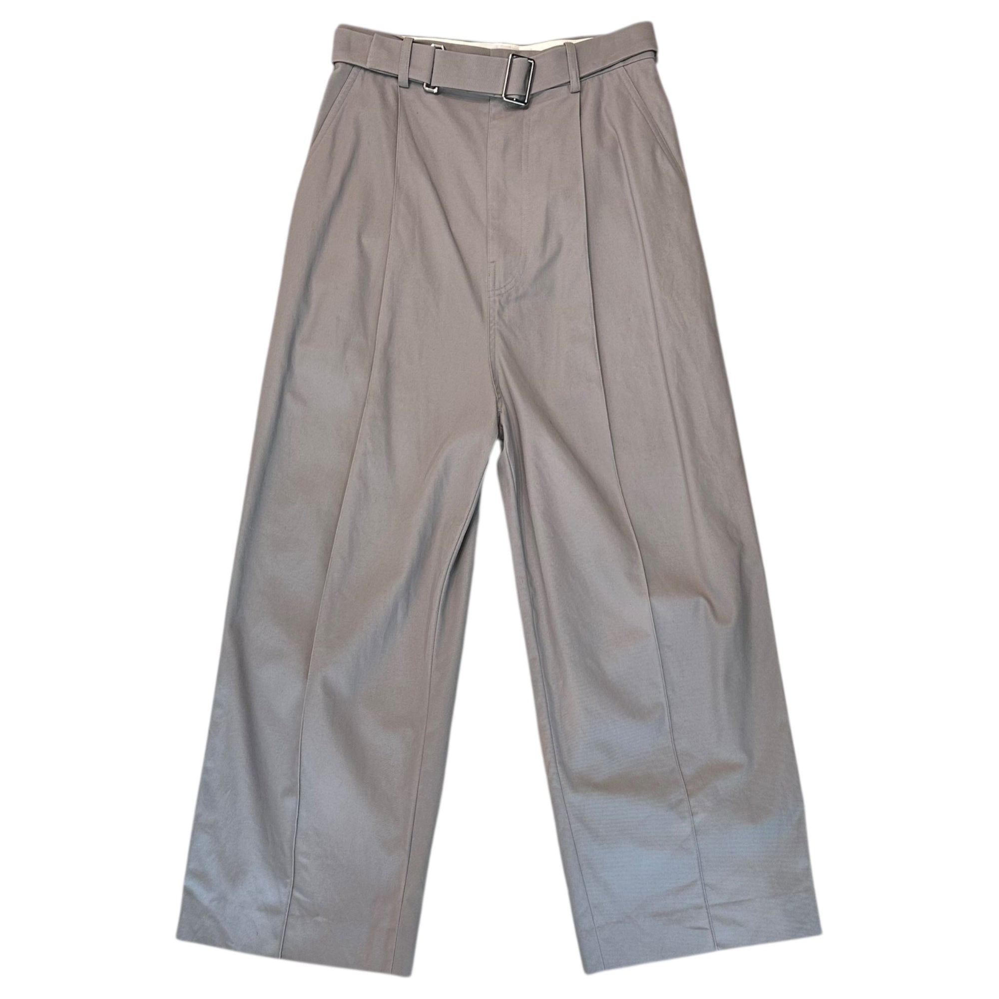 LOEWE(ロエベ) Belted Low-Crotch Trousers ベルテッド ロークロッチ トラウザーズ H526Y04WCD 42 ライトグレー ワイド スラックス タック