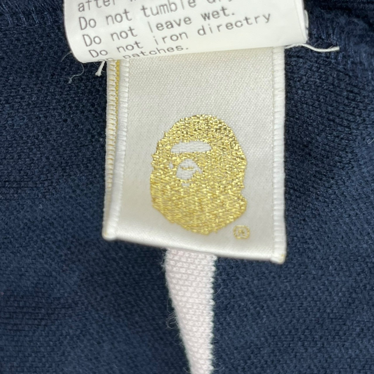 A BATHING APE(アベイシングエイプ) 00's Border one point logo polo shirt アシンメトリー ボーダー ワンポイント ロゴ ポロシャツ L ネイビー×ホワイト