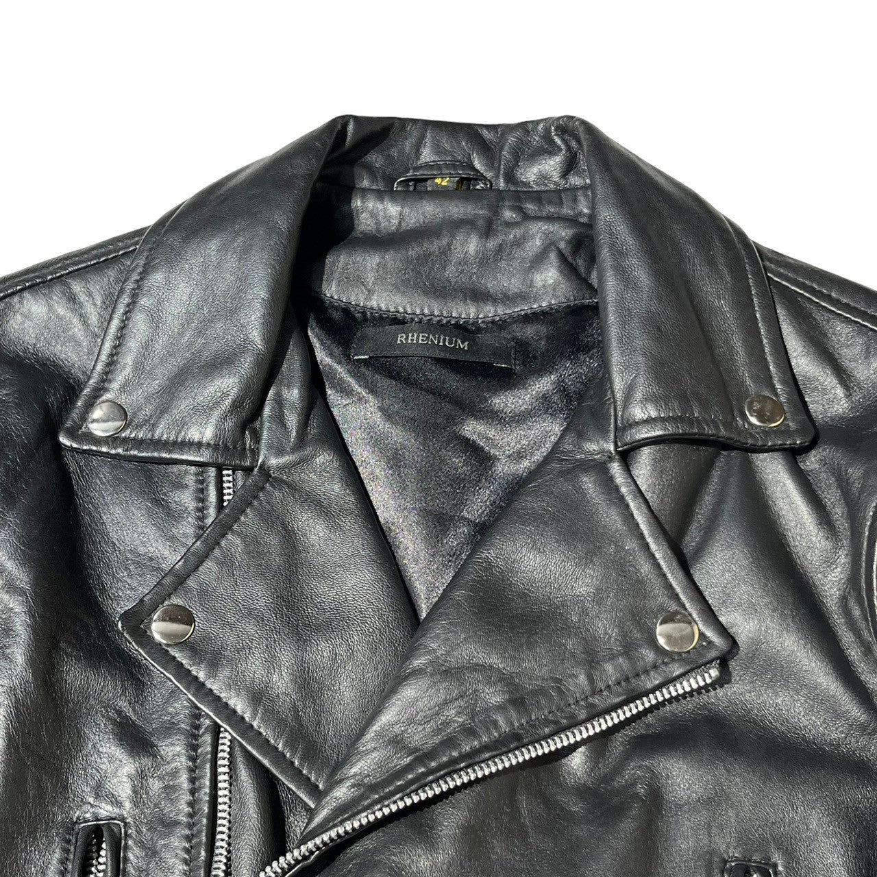 RHENIUM(レニウム) leather double ラeather double riders jacket レザー ダブル ライダース ジャケット 42(L程度) ブラック