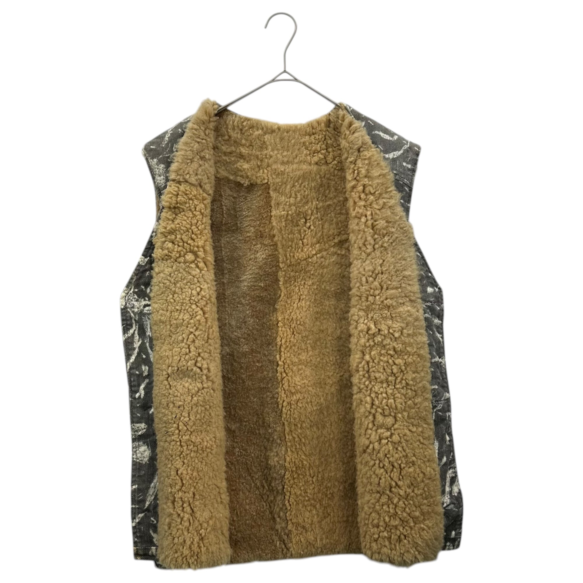 USED(ユーズド) Boa-lined Bleach Denim Vest 内ボア ブリーチ デニム ベスト グレー