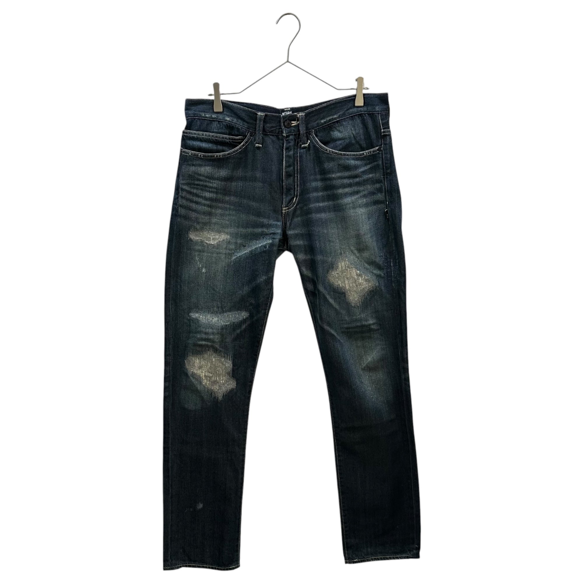 WTAPS(ダブルタップス) 11SS BLUES SKINNY TROUSERS COTTON DENIM TRASH ブルース スキニー パンツ コットン デニム トラッシュ 111GWDT-PTM05 L インディゴ ダメージ リペア加工