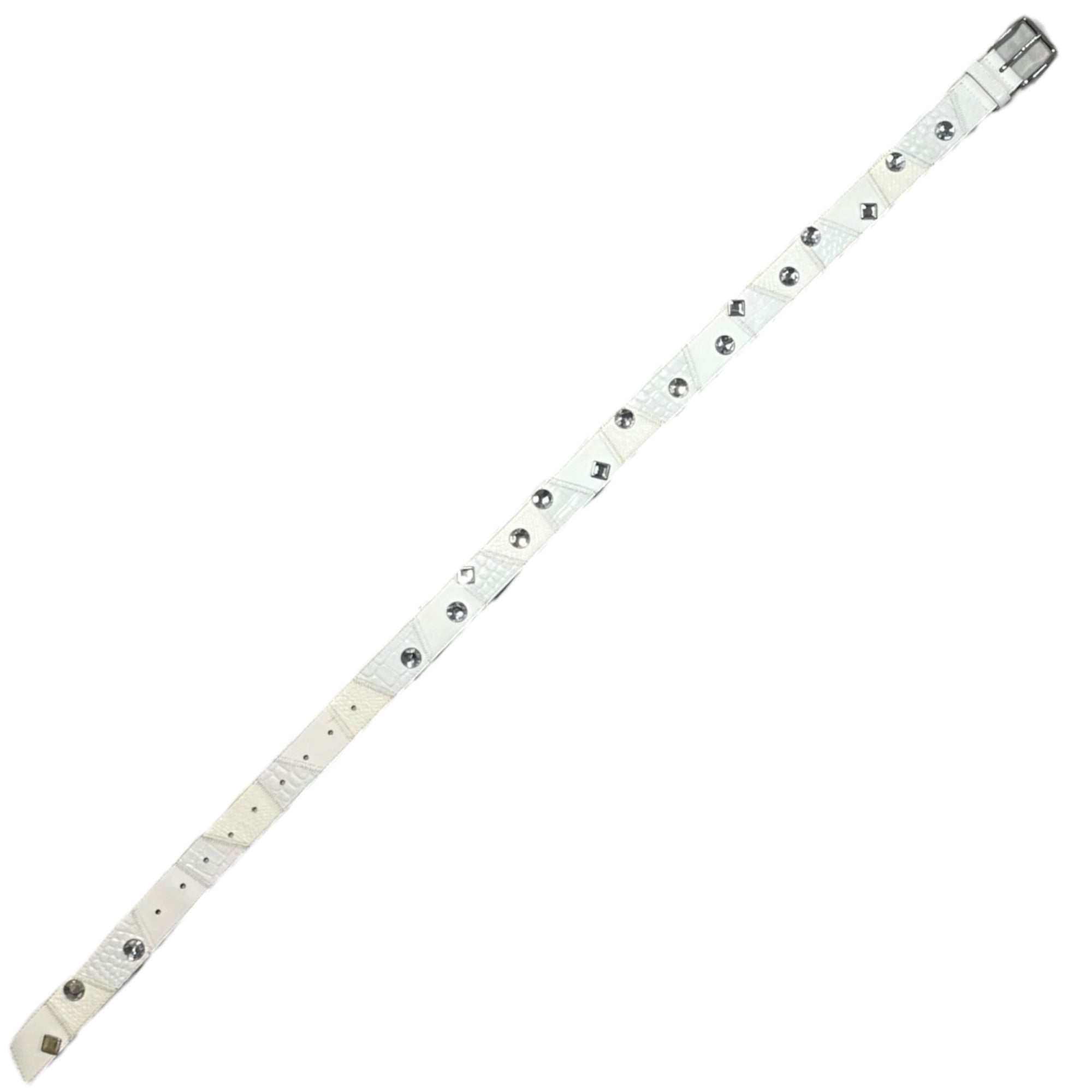 TAO COMME des GARCONS(タオコムデギャルソン) Bijou Patchwork Leather Belt ビジュー パッチワーク レザー ベルト ホワイト