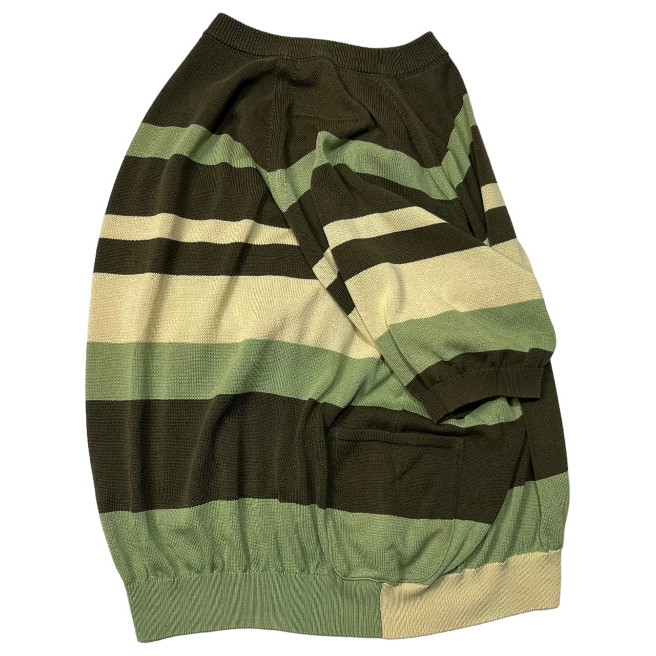 SUNSEA(サンシー) 20SS CLIFs Border Sweater/ボーダーセーター/半袖 20S51 SIZE 2(M) ベージュ×カーキ×ライトグリーン