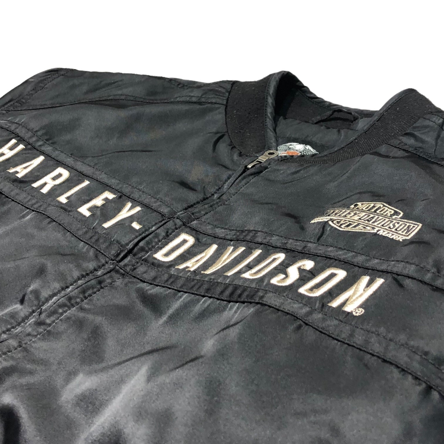 HARLEY DAVIDSON(ハーレーダヴィッドソン) Heritage Nylon Bomber Jacket ヘリテージ ナイロン ボンバー ジャケット 98552-15VM L ブラック×ホワイト レーシング ライダース バイカー