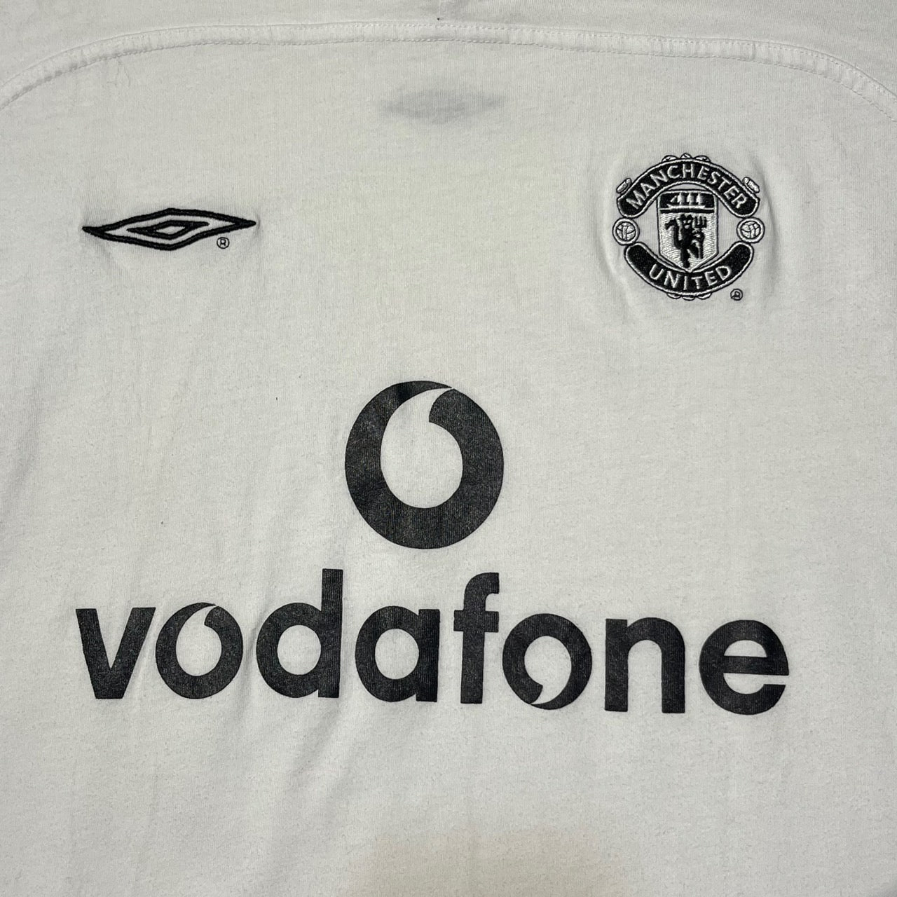 UMBRO(アンブロ) 00's MANCHESTER UNITED game shirt/マンチェスターユナイテッドゲームシャツ/Tシャツ M ホワイト×ブラック vodafone デサント期