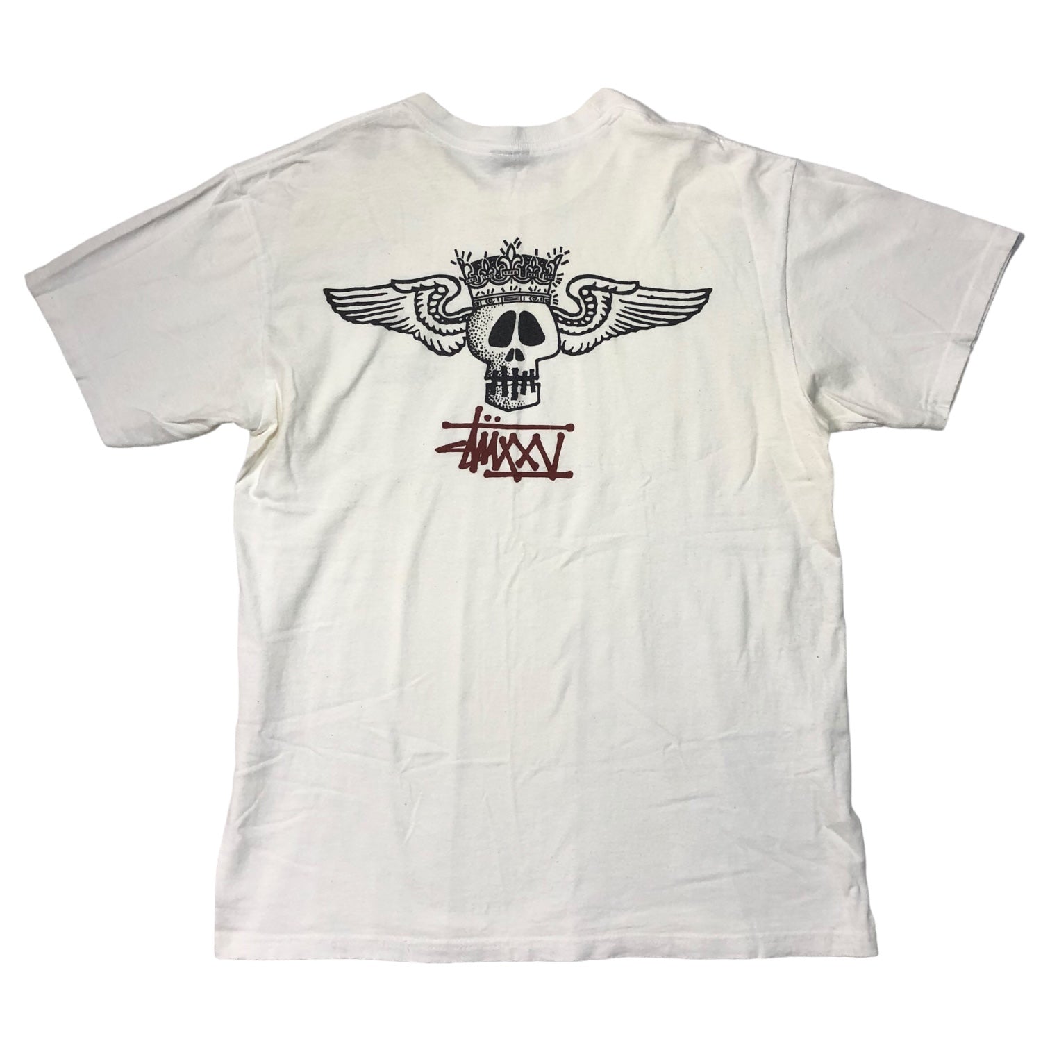 STUSSY(ステューシー) 00's crown skull Tシャツ 王冠 スカル SIZE M ホワイト×ブラック OLD STUSSY