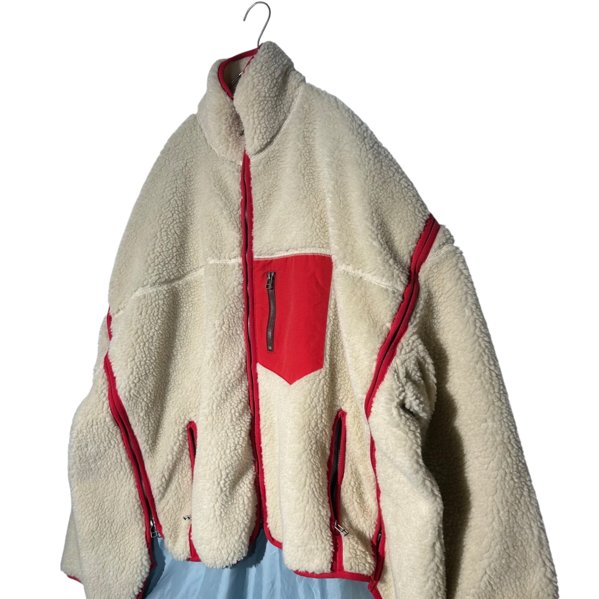 FACETASM(ファセッタズム) 21AW HIGH-LOW FLEECE ZIPPER JACKET ハイ ロー フリース ジッパー ジャケット CSW-JK-M03 4(M) アイボリー×レッド