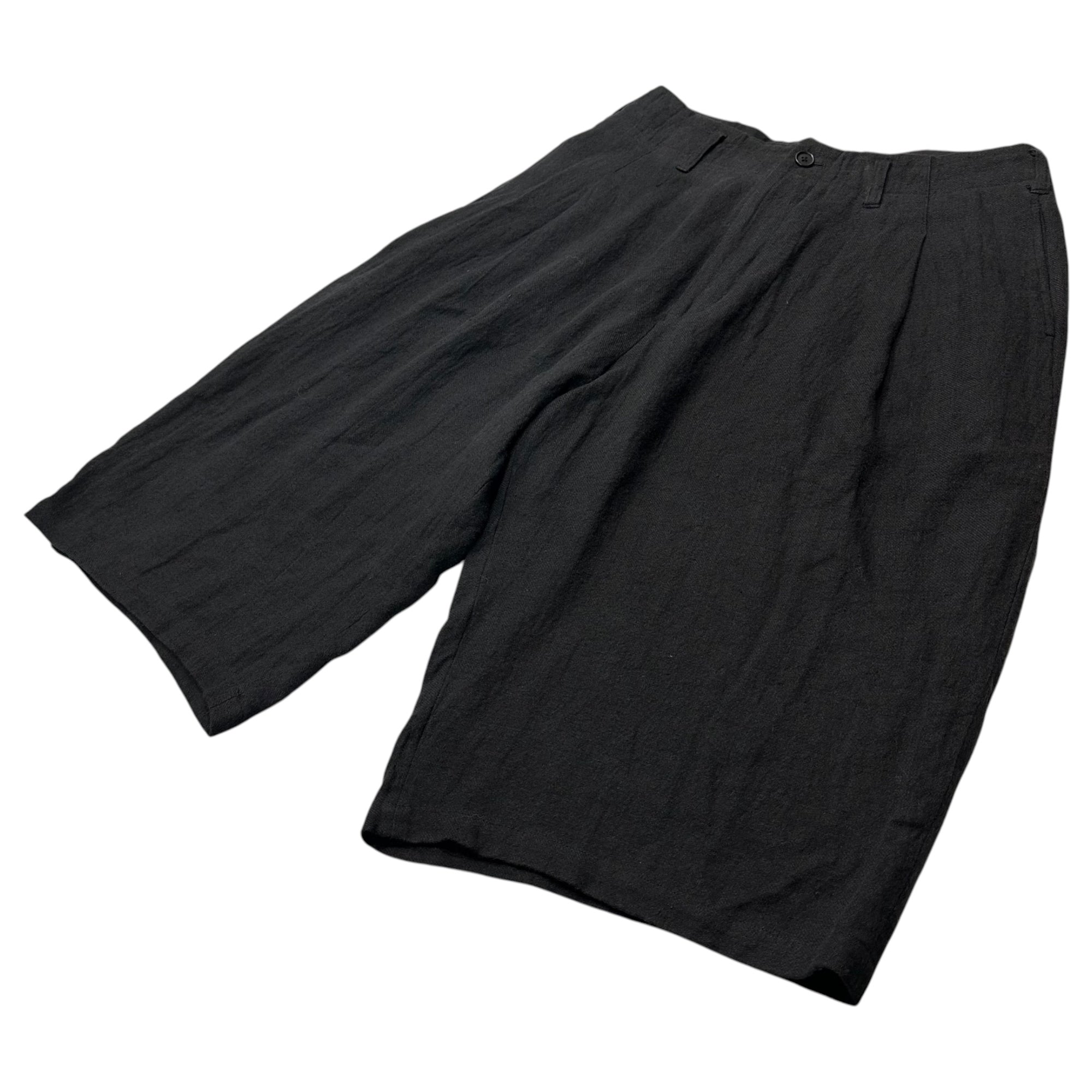 YOHJI YAMAMOTO POUR HOMME(ヨウジヤマモトプールオム) 2019SS Linen Wide Shorts リネン ワイド ショーツ ハーフパンツ HD-P62-315 2(M程度) ブラック