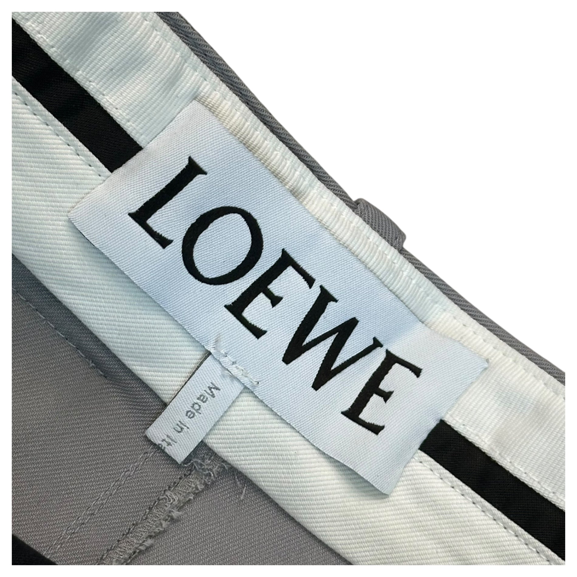 LOEWE(ロエベ) Belted Low-Crotch Trousers ベルテッド ロークロッチ トラウザーズ H526Y04WCD 42 ライトグレー ワイド スラックス タック