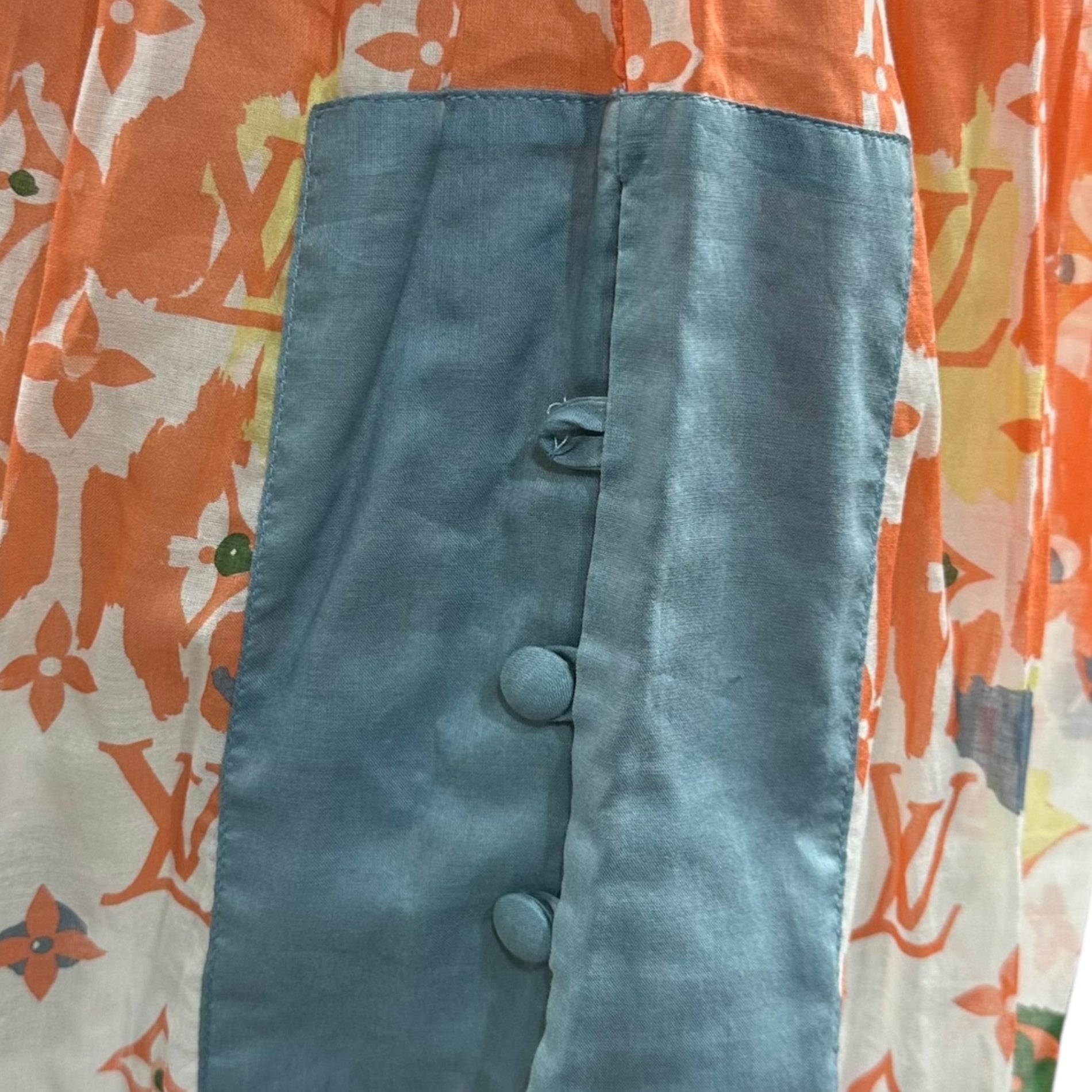 LOUIS VUITTON(ルイヴィトン) Halter-Neck Monogram Mini Dress ホルターネック モノグラム ミニ ワンピース RW101W WQDR04BHA 34 オレンジ×スカイブルー×ホワイト ノースリーブ ドレス