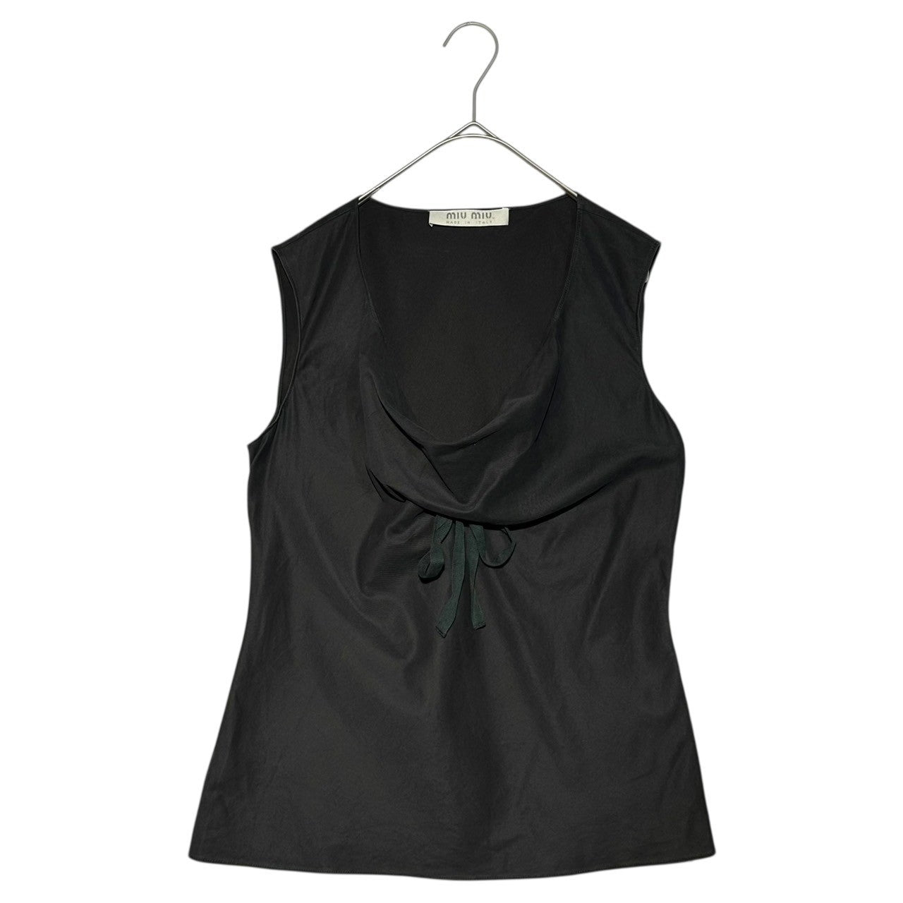 miu miu(ミュウミュウ) 90's Archive Side Zip Slit Cotton Sleeveless Blouse 90年代 アーカイブ サイド ジップ スリット コットン ノースリーブ ブラウス 44(XS程度) ブラック プラダジャパンタグ