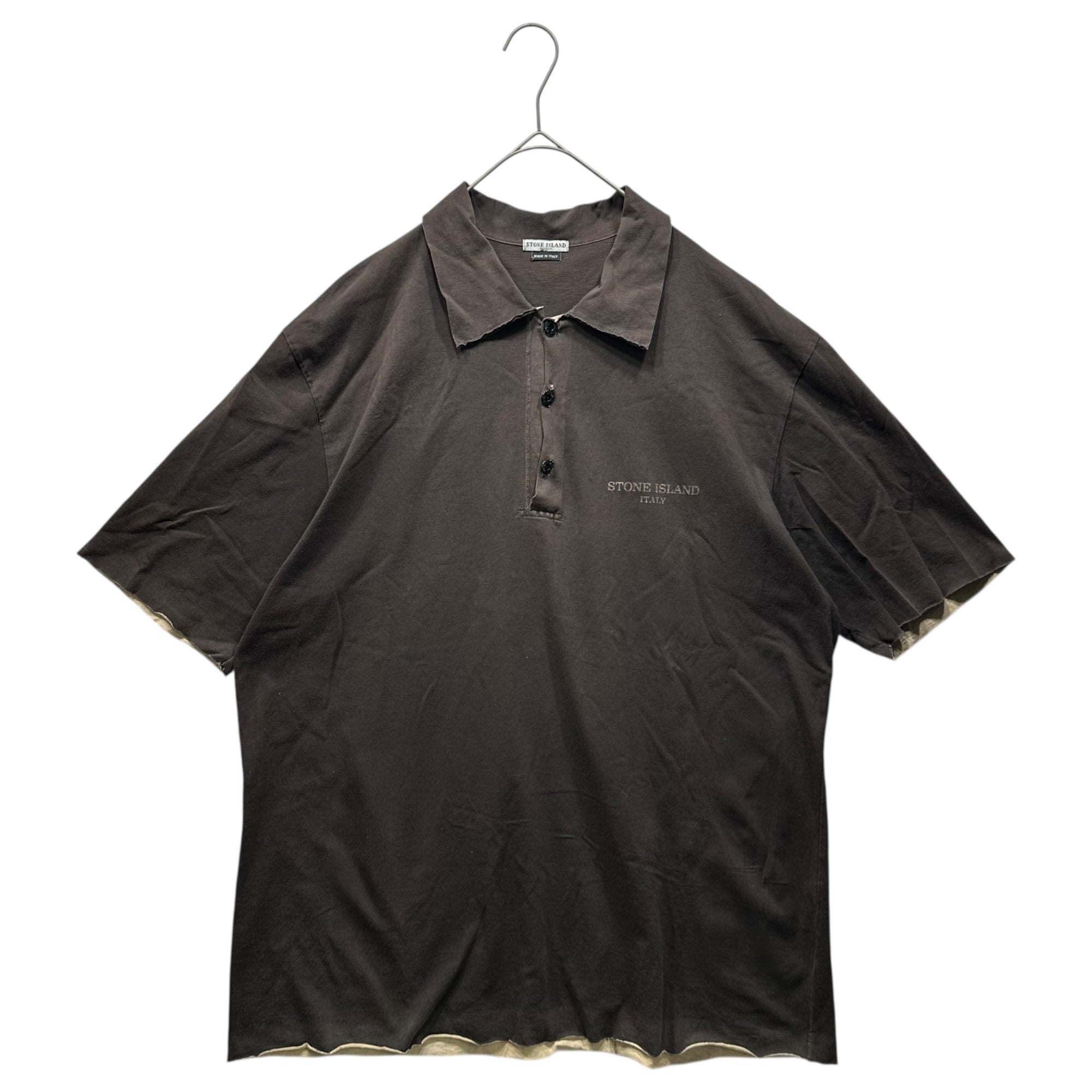STONE ISLAND(ストーンアイランド) 00's Cutoff Logo Polo Shirt カットオフ ロゴ ポロ シャツ XXL ブラウン