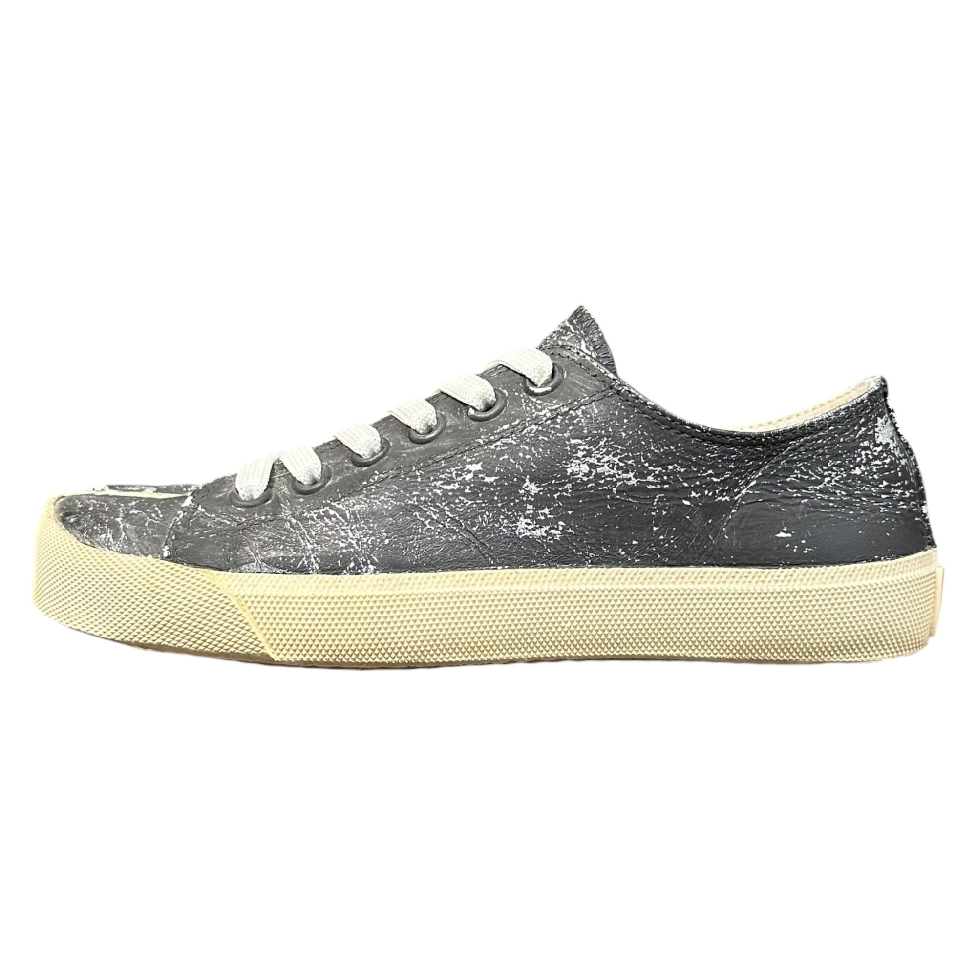 MAISON MARGIELA(メゾンマルジェラ) 2019AW TABI Canvas Sneakers 足袋 キャンバス スニーカー ペンキ S58WS0110 37(23.5~24.cm程度) ブラック×シルバー ローカット タビ