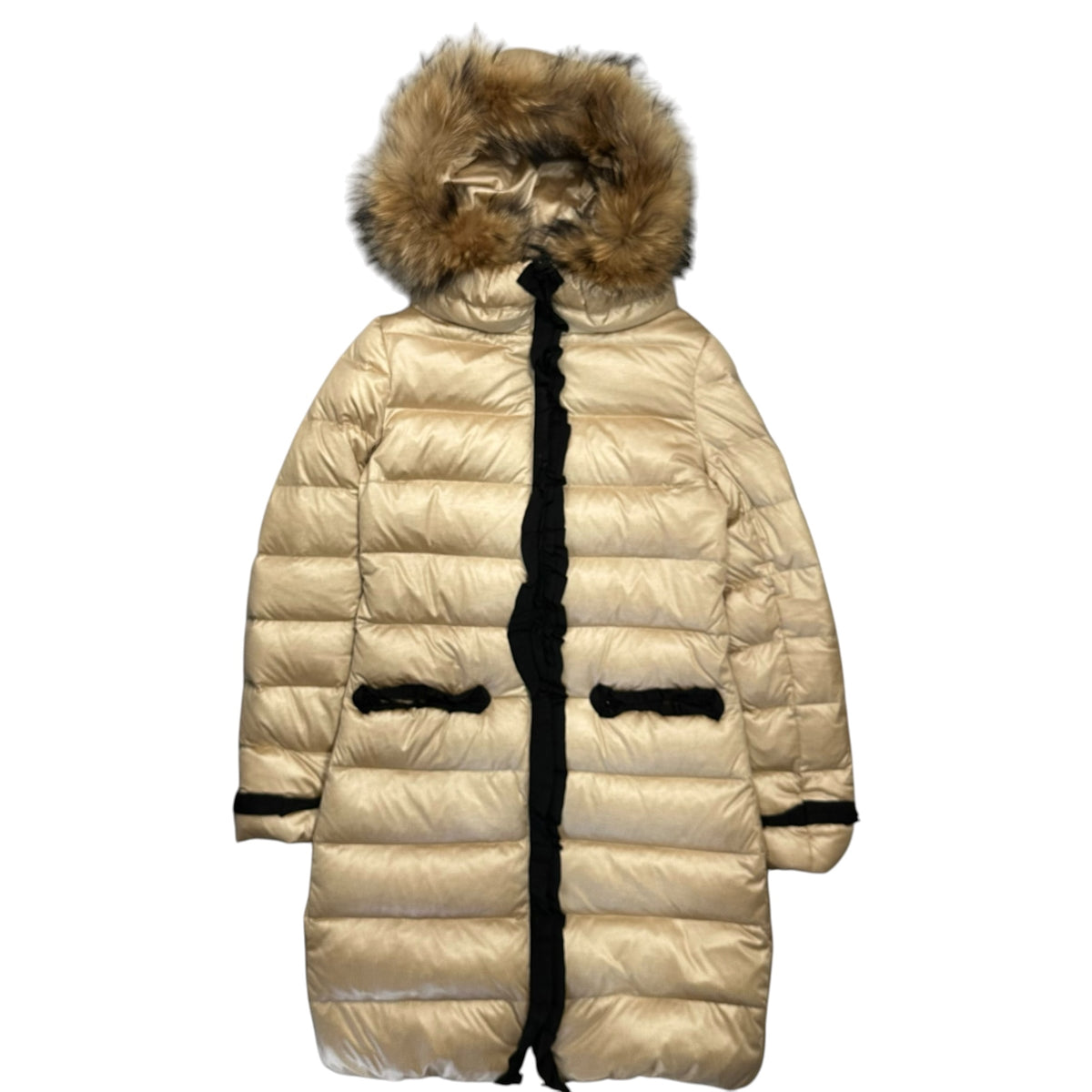 LANVIN en Bleu(ランバンオンブルー) Raccoon Fur-Trimmed Hooded Down Coat ラグーンファー フーデッド ダウン コート 3406108 36(S程度) ベージュ ジャケット
