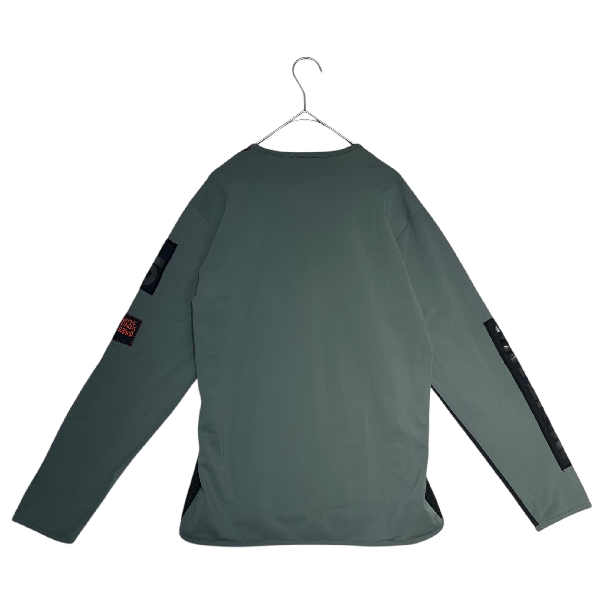 MARITHE FRANCOIS GIRBAUD(マリテフランソワジルボー) 00's Mesh Sleeve Logo Stretch L/S Tee メッシュ 袖ロゴ 長袖 カットソー M5-6878 M ブラック×グレー Y2K Tシャツ