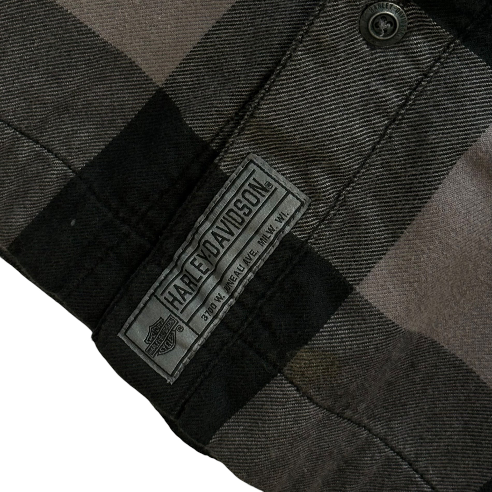 HARLEY DAVIDSON(ハーレーダビッドソン) Logo Patch Buffalo Check Shirt ロゴ ワッペン バッファロー チェック シャツ XL グレー