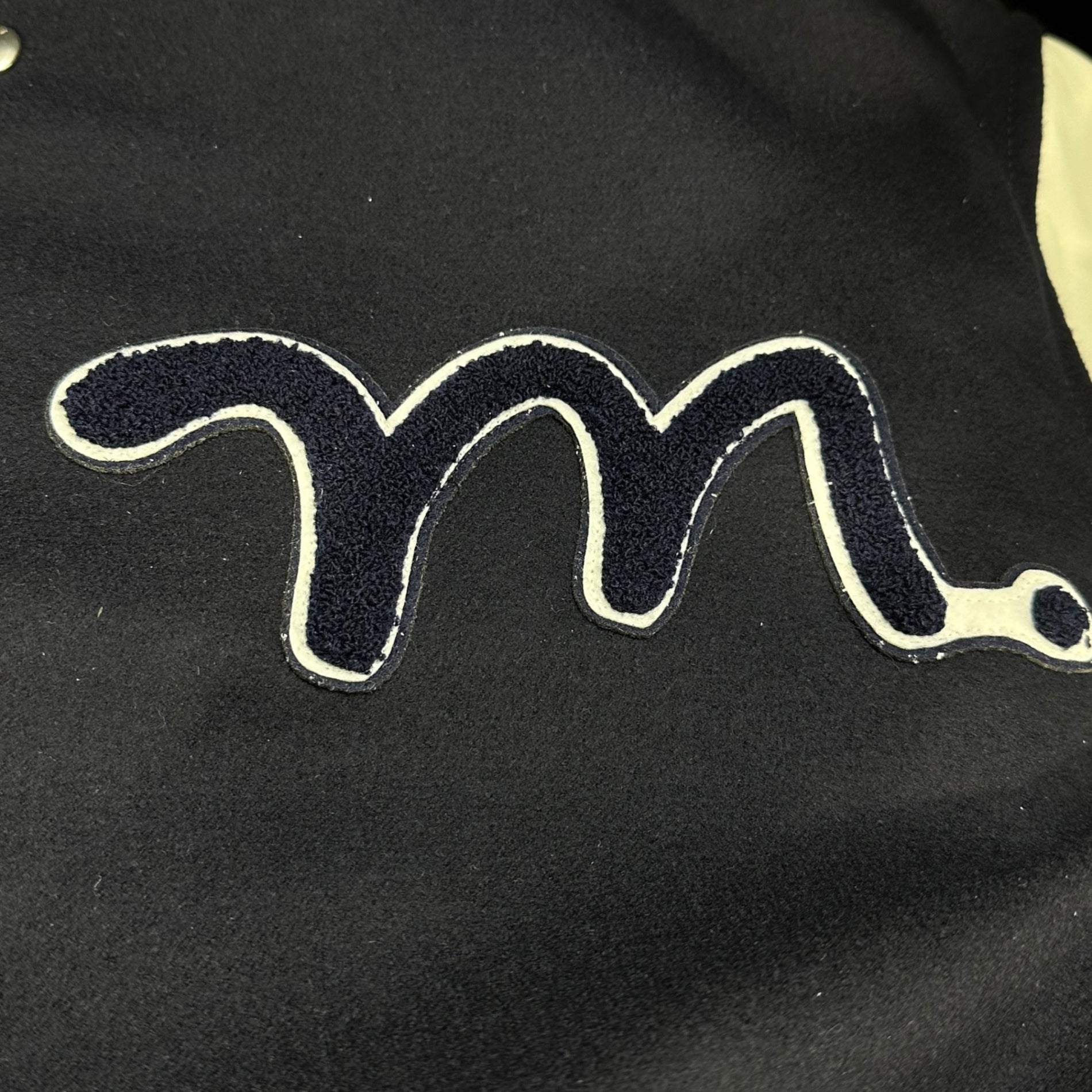 sacai×MADSAKI(サカイ×マサキ) MADSAKI Wool Melton Studium blouson マサキ ウール メルトン スタジアム ブルゾン スタジャン 22-02879M 2(M程度) ネイビー×ホワイト
