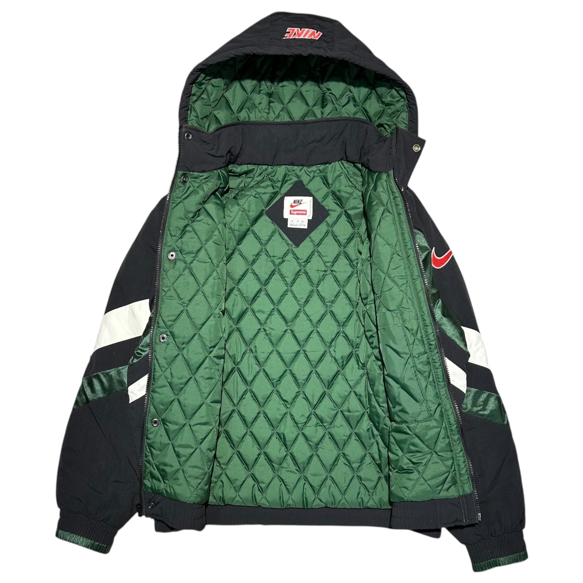 SUPREME×NIKE(シュプリーム×ナイキ) 19SS Hooded Sport Jacket フーデット ロゴ ナイロン 中綿 ジャケット CD6074-010 S ブラック コラボ