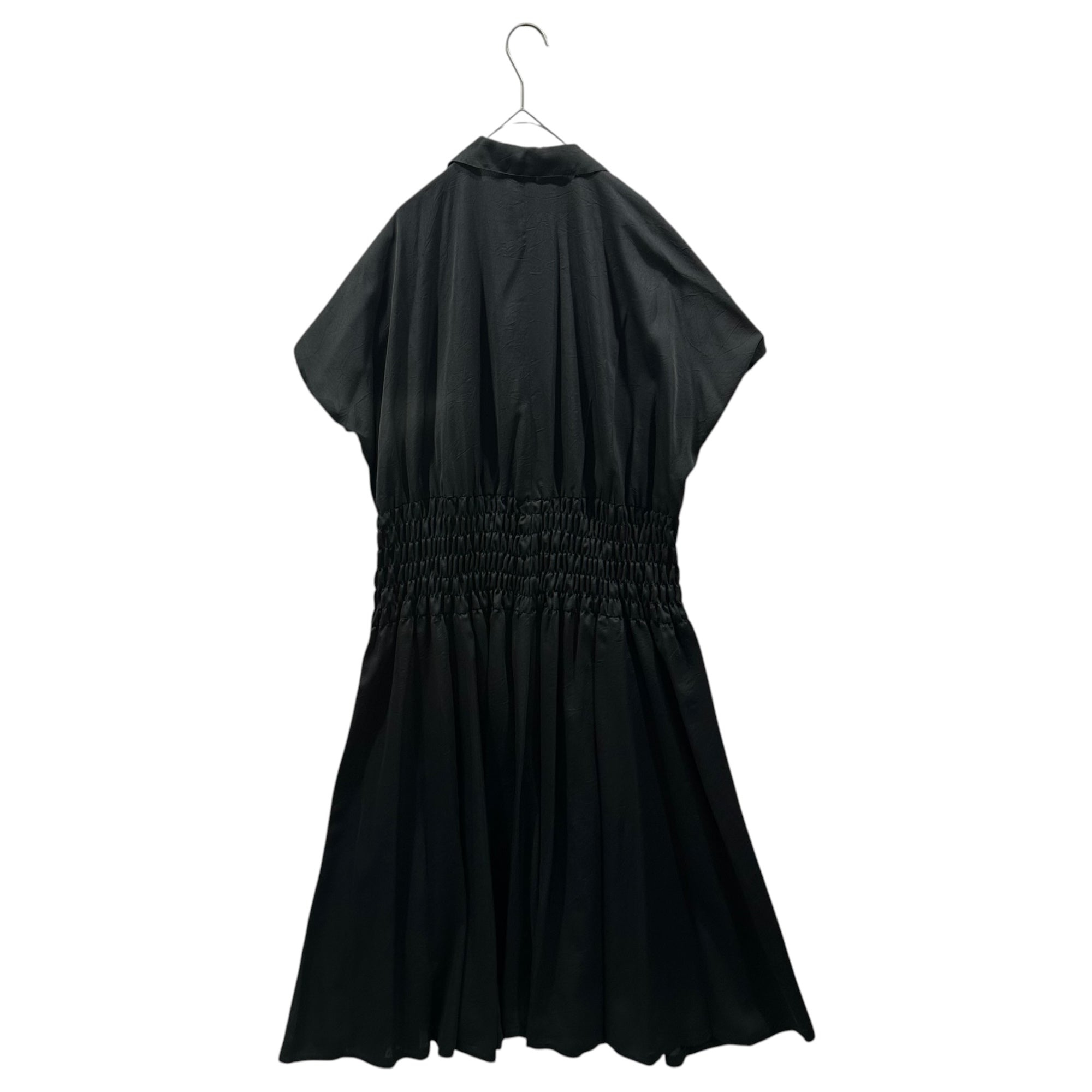 ISSEY MIYAKE(イッセイミヤケ) 1992SS Big Buttons Gathered Waist S/S Dress ビッグ ボタン ウエスト ギャザー 半袖 ワンピース ME21-FF028 S ブラック 90's 90年代 レーヨン