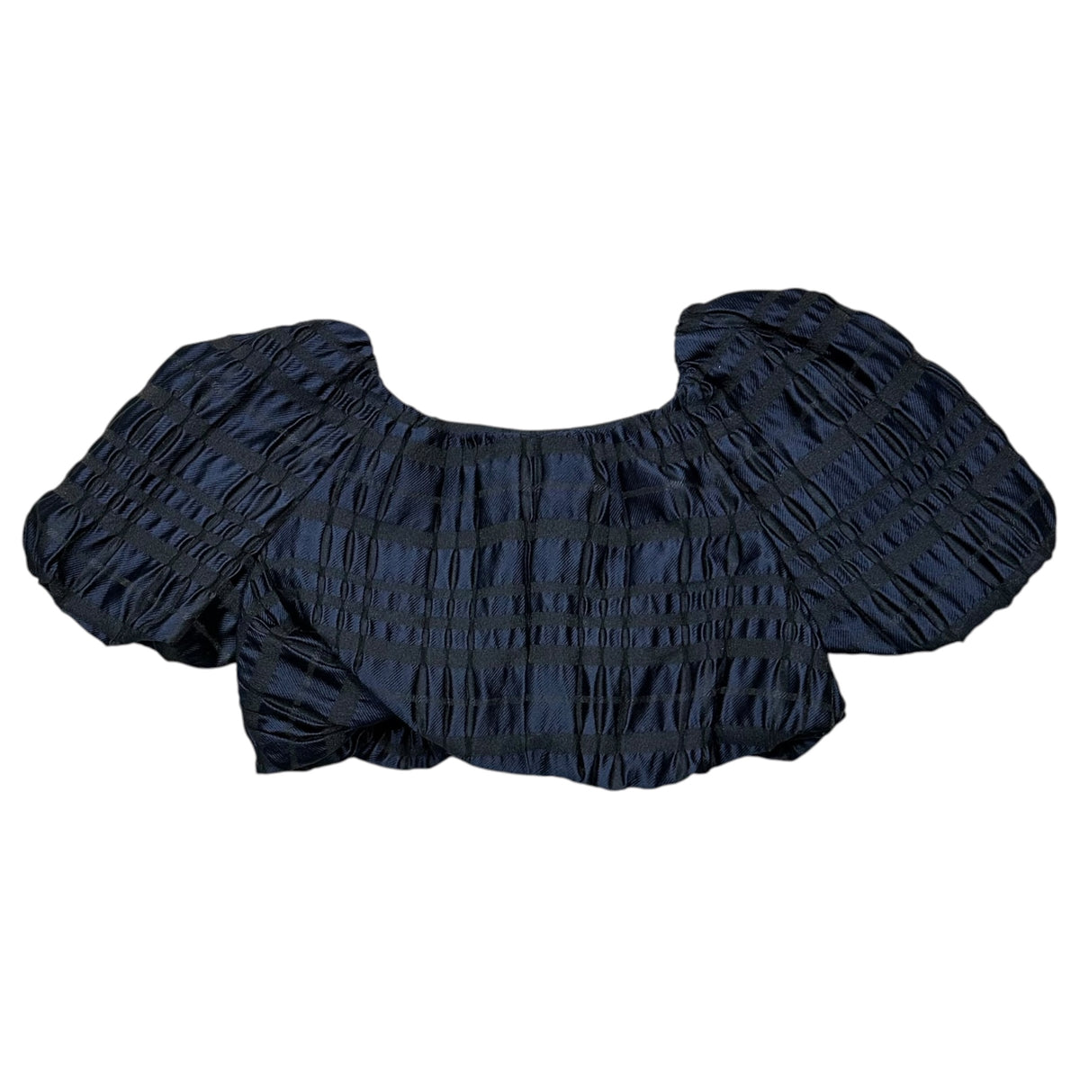 noir kei ninomiya(ノワールケイニノミヤ) 2026SS Puff-Sleeve Short-Length Border Blouse パフスリーブ ショート レングス ボーダー ブラウス 3Q-B013 S ネイビー×ブラック AD2025