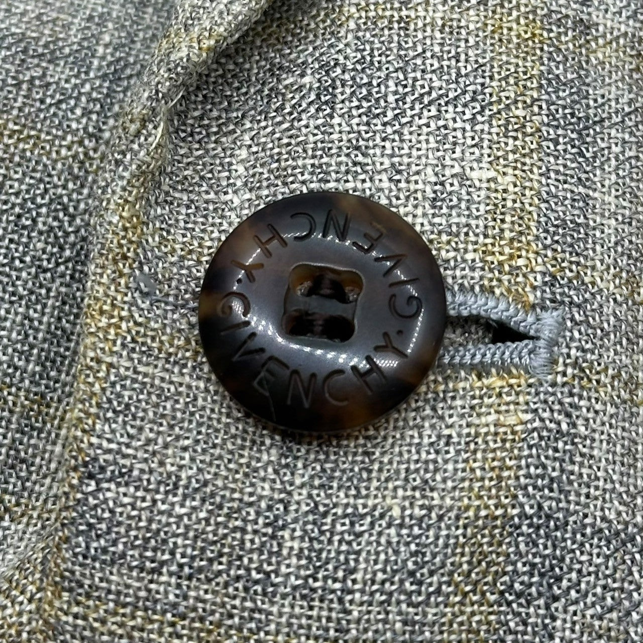 GIVENCHY(ジバンシィ) 80's ~ 90's Check Linen Wool 2B Tailored Jacket チェック リネン ウール 2B テーラード ジャケット M程度 グレー 80年代~90年代 ヴィンテージ 古着