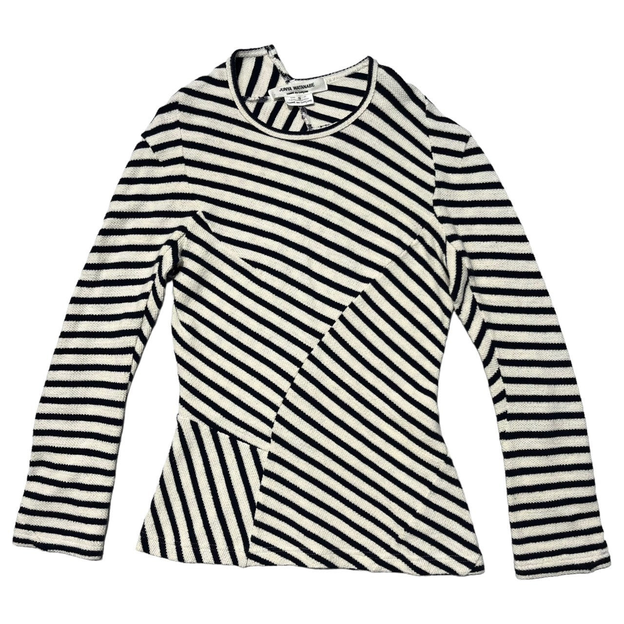 COMME des GARCONS JUNYA WATANABE(コムデギャルソンジュンヤワタナベ) 13AW Bias border cotton knit/cut and sew バイアス ボーダー コットン ニット カットソー 長袖 JL-T002 SIZE S