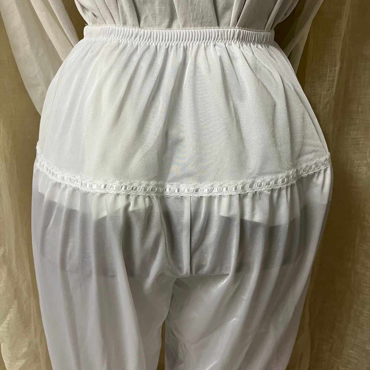 VINTAGE(ヴィンテージ) white drawers pants with lace レース付きドロワーズパンツ Mサイズ ホワイト