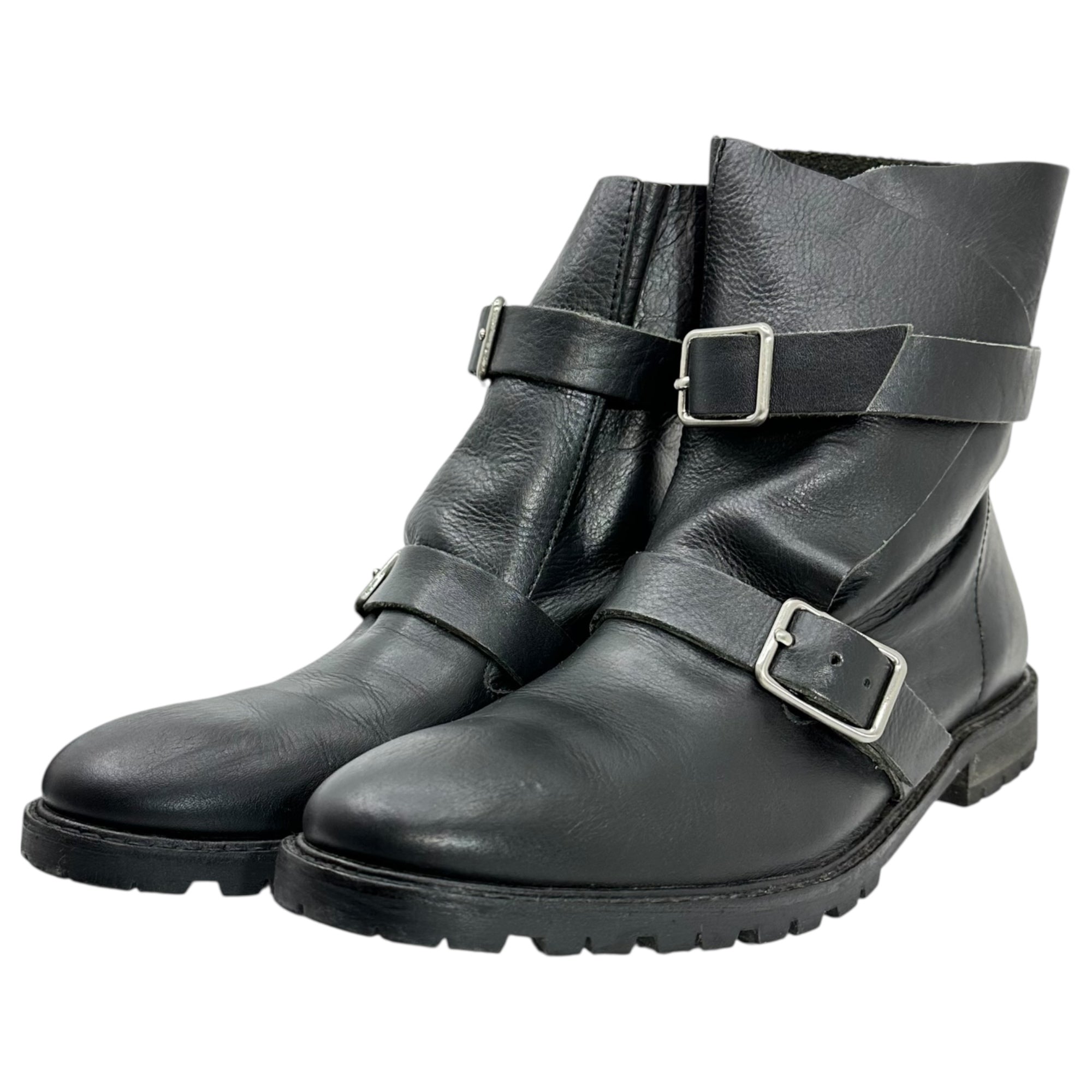 zucca(ズッカ) Double Belt Leather Engineer Boots ダブルベルト レザー エンジニア ブーツ ZU41-AJ348 L(25.5~26cm程度) ブラック