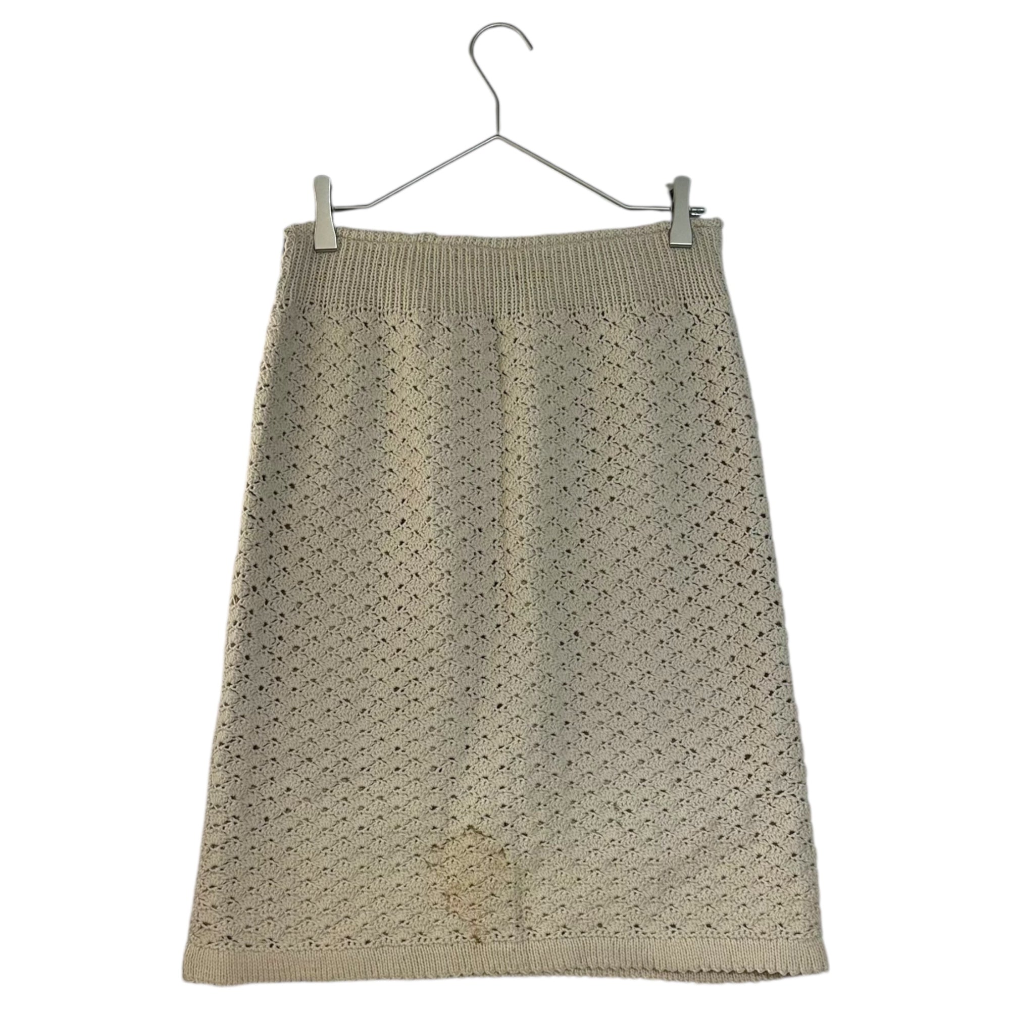 Euro vintage(ヨーロッパヴィンテージ) 70's Mont Blanc_ami ami lace knit skirt ニットレース編みスカート 表記無し(Mサイズ程度) ベージュ / 後見頃裾に汚れ有
