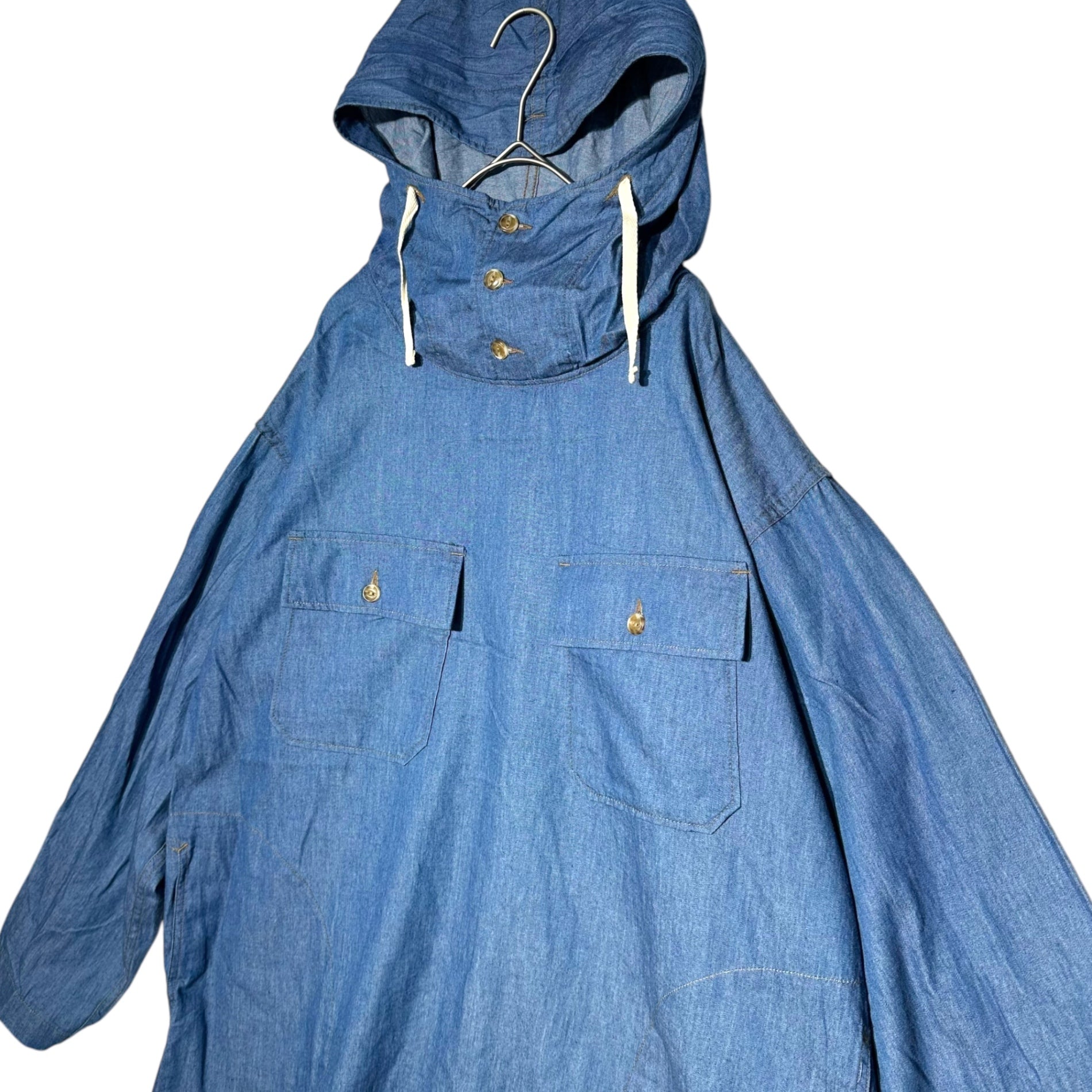 Engineered Garments(エンジニアードガーメンツ) 21AW CAGOULE SHIRT - DENIM カグール シャツ デニム S ブルー アノラック パーカー プルオーバー シャンブレー
