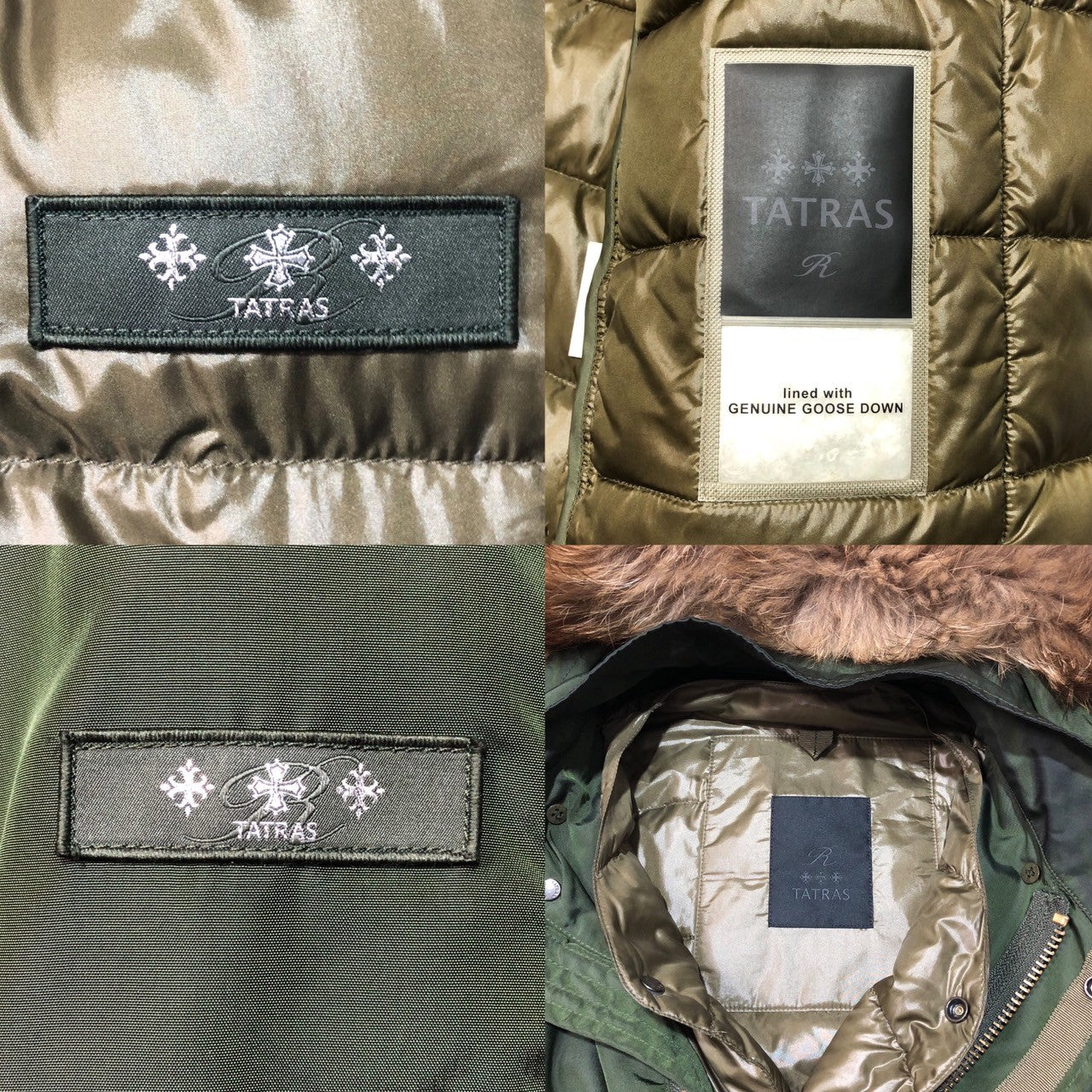 TATRAS(タトラス) 18AW MONTE liner mod coat ラクーンファー ダウン ライナー 付き ナイロン モッズ コート ミリタリー ロゴ MTK18A473 03(L程度) カーキ グリーン系 Rライン
