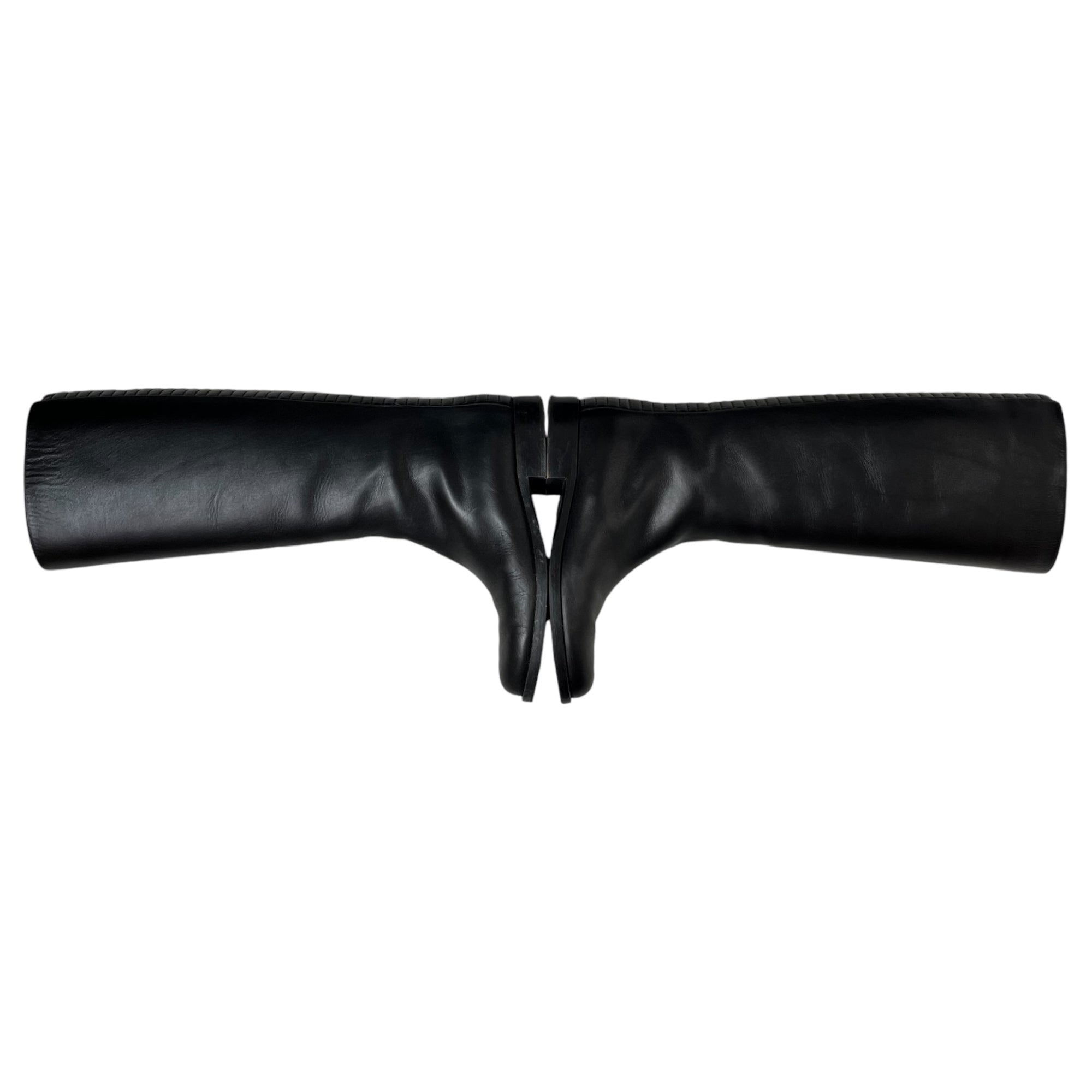 SANTE BORELLA(サンテボレラ) リアル レザー バック ステッチ ジョッキー ブーツ 37(23.5~24cm程度) ブラック ロング 本革