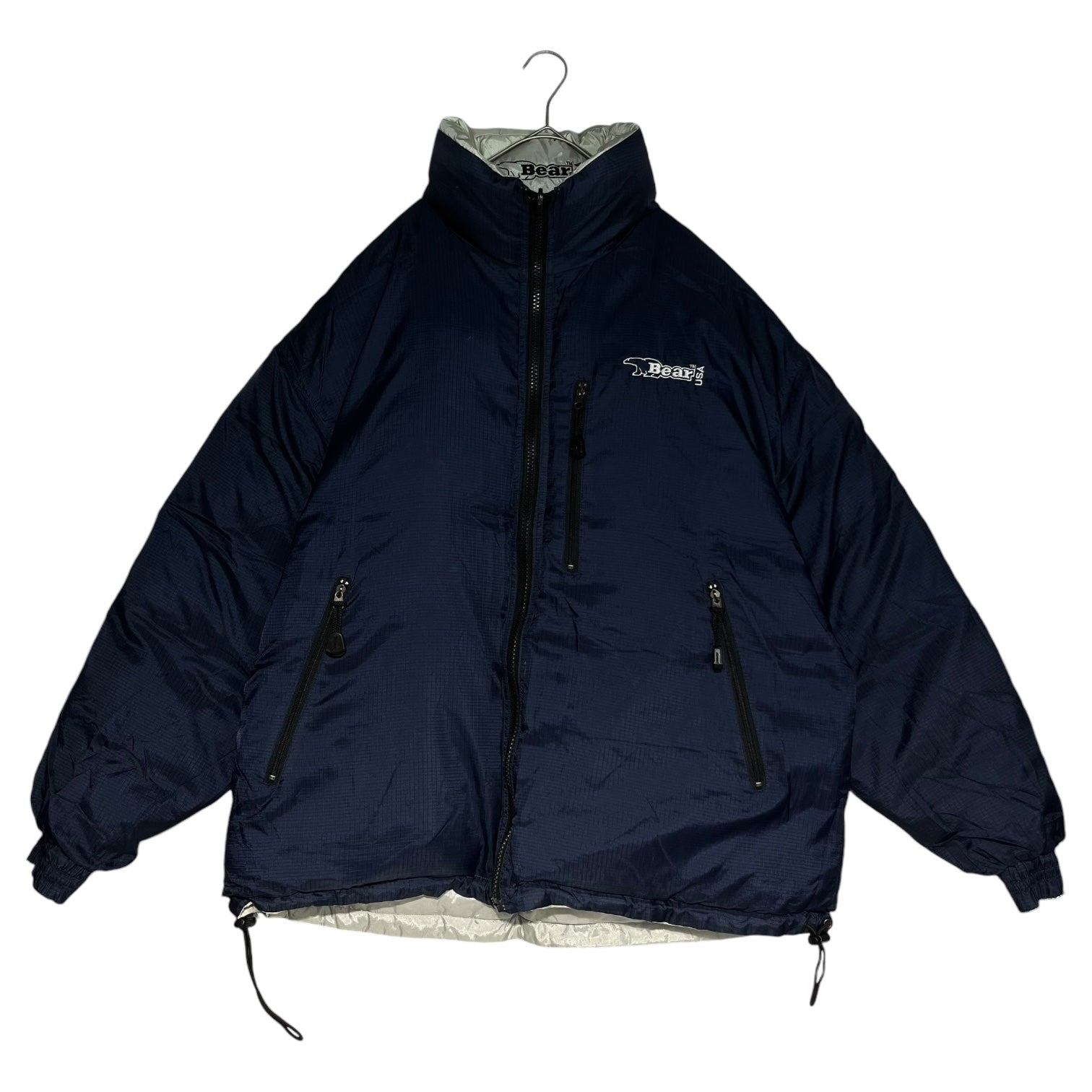 Bear(ベアー) 90's  reversible nylon down jacket リヴァーシブル ナイロン ダウン ジャケット M シルバー 90年代 ヴィンテージ 肉厚
