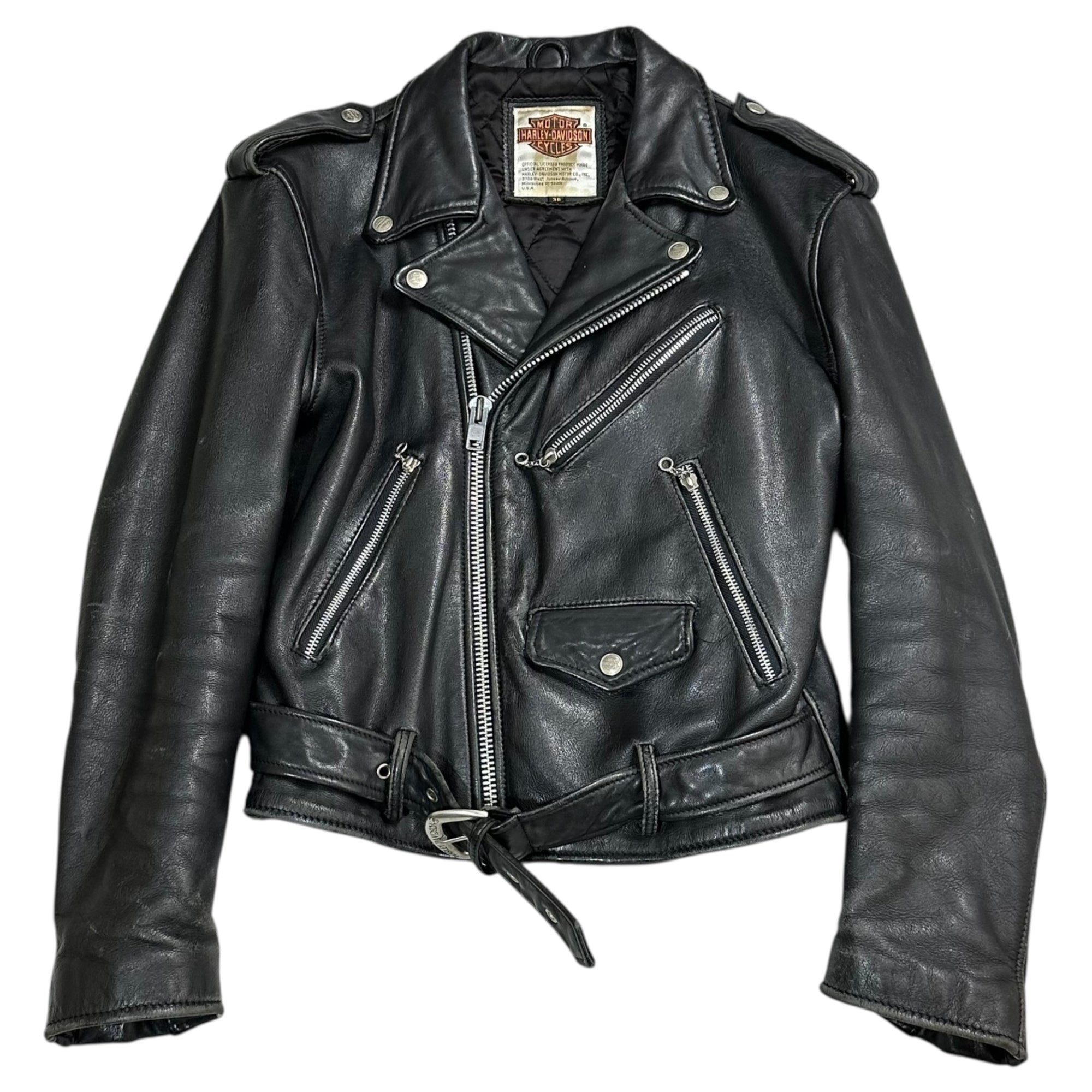 HARLEY DAVIDSON(ハーレーダビッドソン) Double Riders Jacket ダブル ライダース ジャケット 38(M程度) ブラック レザー