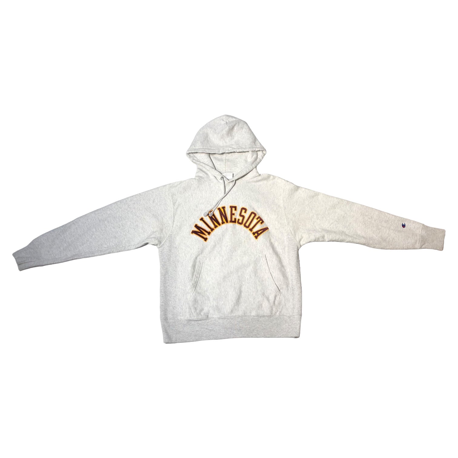 Champion(チャンピオン) ”MINNESOTA" reverse weave college hoodie リバースウィーブ カレッジ パーカー XL ライトグレー アーチ ロゴ ミネソタ