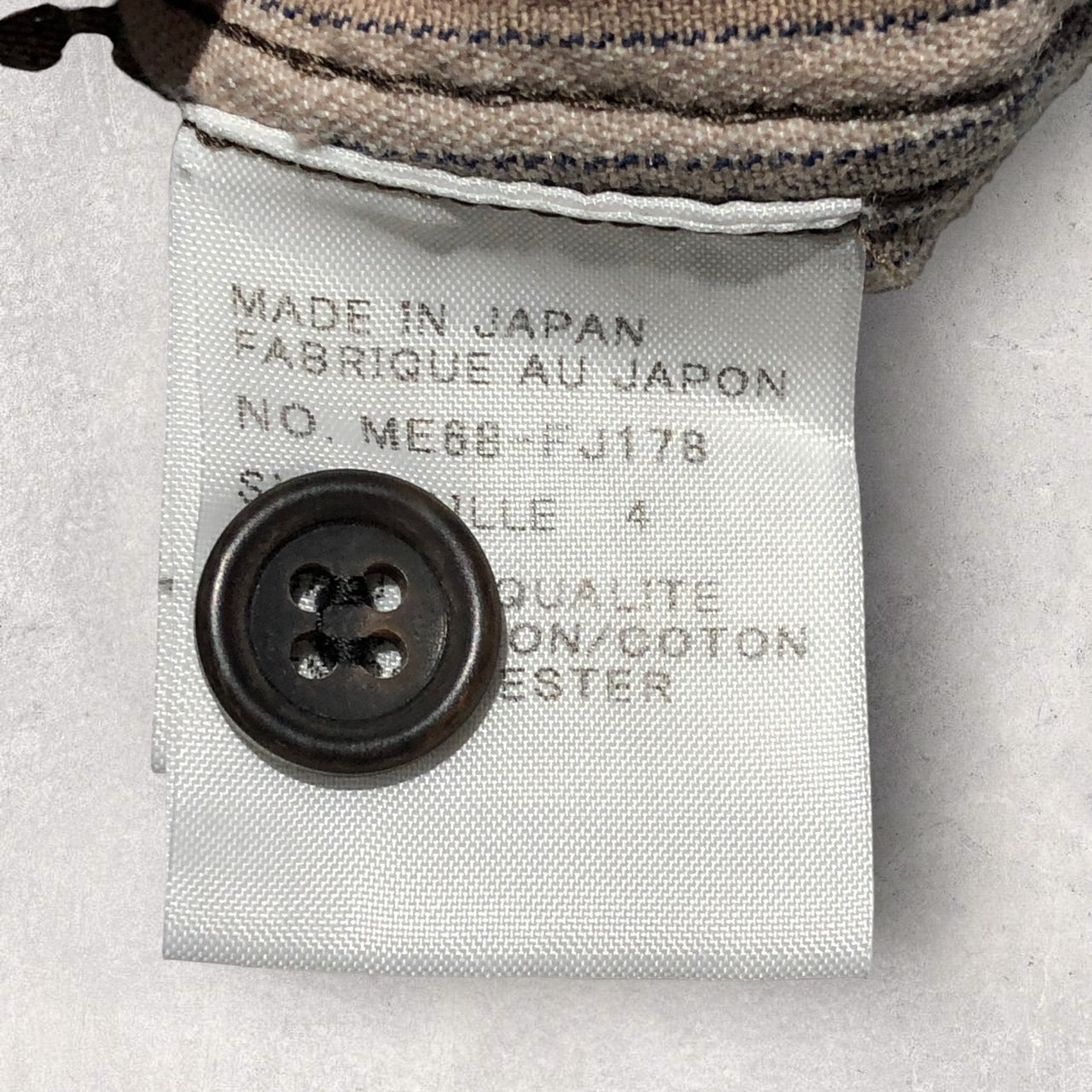 ISSEY MIYAKE(イッセイミヤケ) 98'sストライプシワ加工スタンドカラーシャツ ME68-FJ178 4(メンズL程度) ブラウン