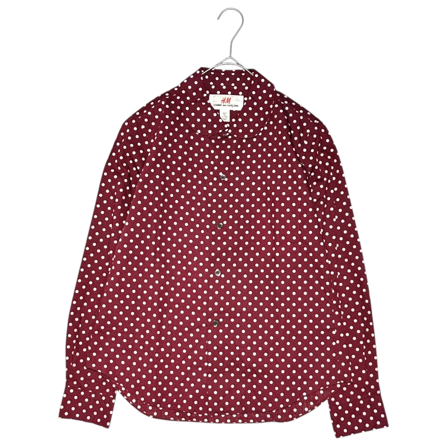 COMME des GARCONS × H&M(コムデギャルソン × エイチアンドエム) Shawl collar dot L/S shirt ショールカラー ドット L/S シャツ 38(M) レッド