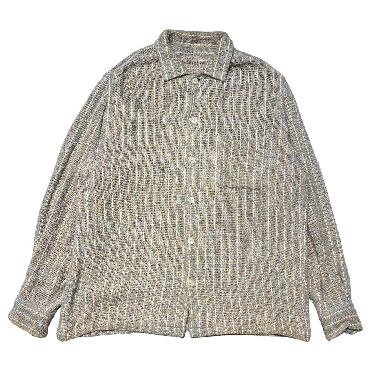COMME des GARCONS HOMME(コムデギャルソンオム) 80~90's big silhouette braided shirt/ビッグシルエット編み込みシャツ/80年代/90年代 SIZE表記切れ ピンク×ブルー 品質表示タグ切れ 推定80~90年代