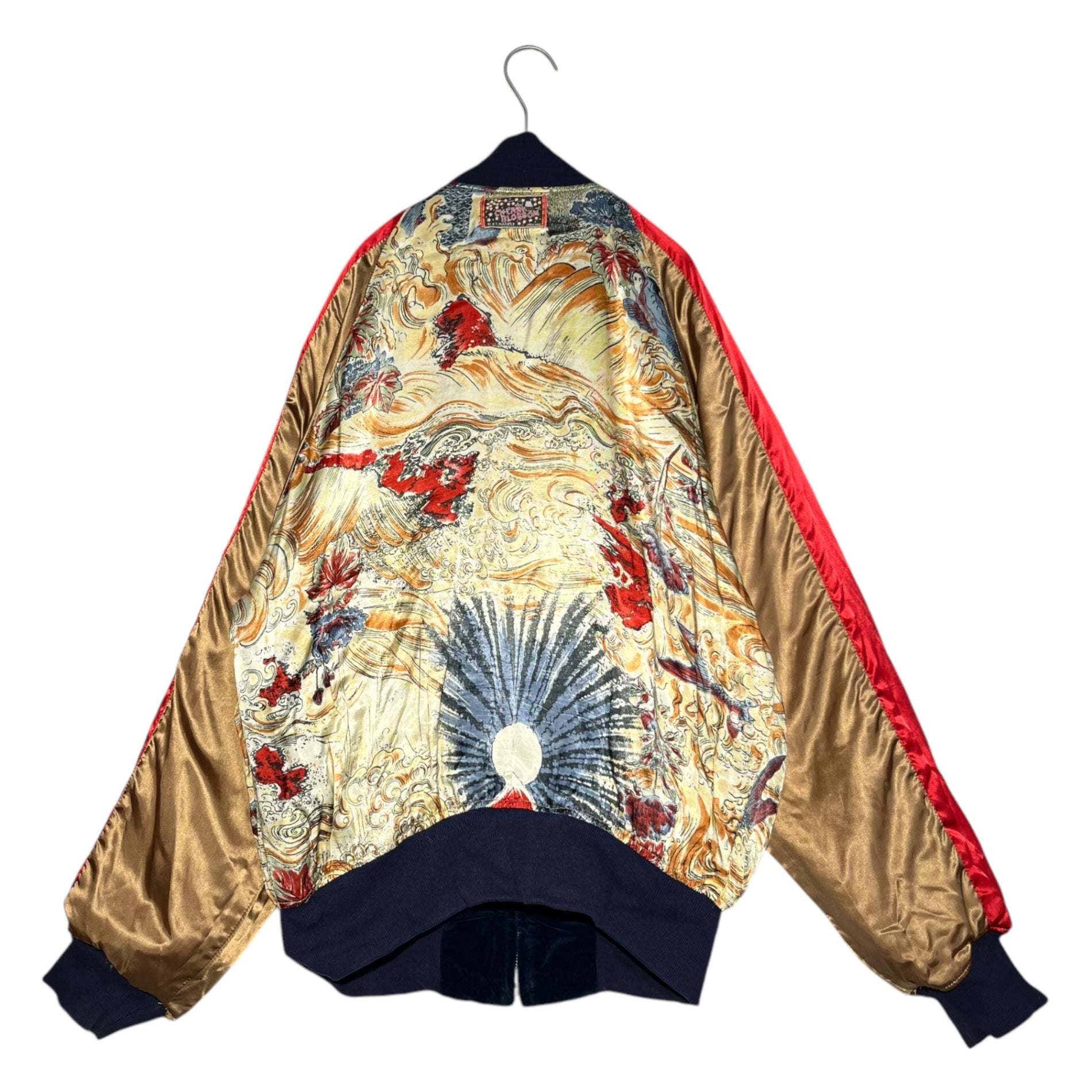 HOLLYWOOD RANCH MARKET(ハリウッドランチマーケット) Cherry Blossom Reversible Velor Blouson チェリーブロッサム リバーシブル ベロア ブルゾン L程度 ネイビー×オレンジ